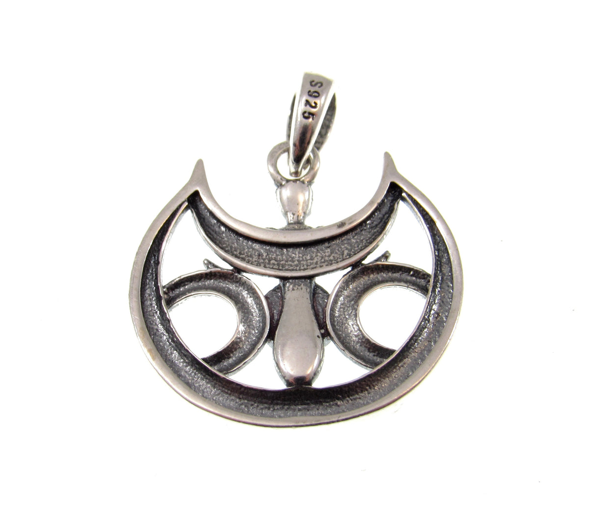 Solid 925 Sterling Silver Opal Triple Moon Goddess Pendant, Wiccan Moon Phase Charm