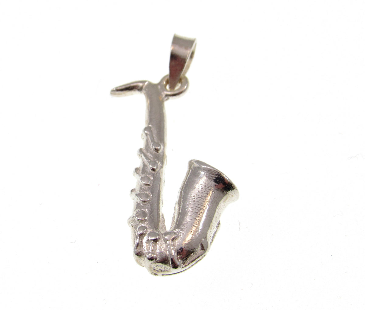 Solid 925 Sterling Silver Saxophone Pendant Brass Instrument Musical Charm Jewelry