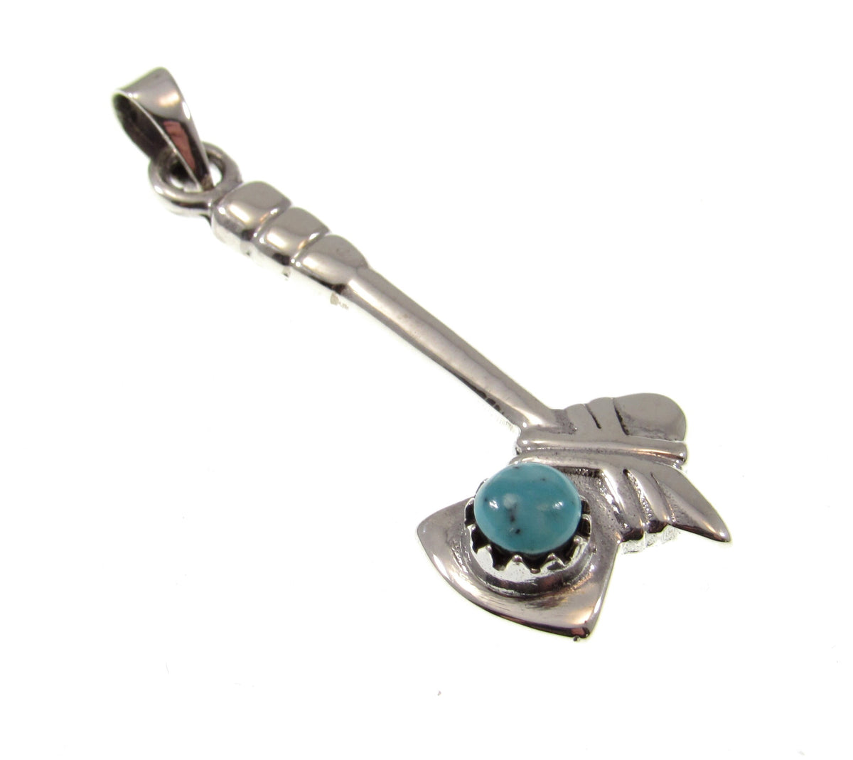 Solid 925 Sterling Silver Tomahawk Necklace Pendant with Turquoise – Native Western Axe Charm, Biker Southwestern Jewelry for Men or Women