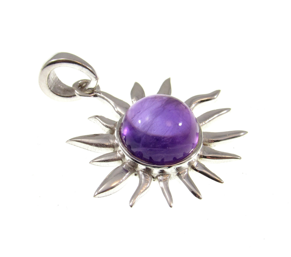Solid 925 Sterling Silver Sun Pendant – Amethyst, Labradorite, or Rainbow Moonstone - Solar Celestial Jewelry