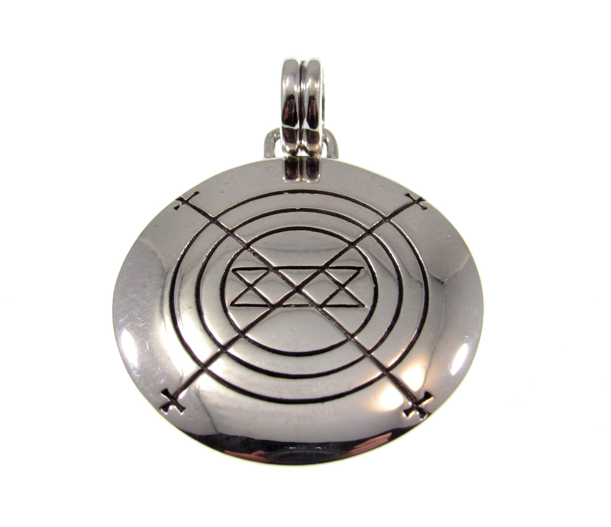 Solid 925 Sterling Silver Holy Magic Circle Amulet, Handcrafted Solomon's Seal Pendant, Solomon Knot