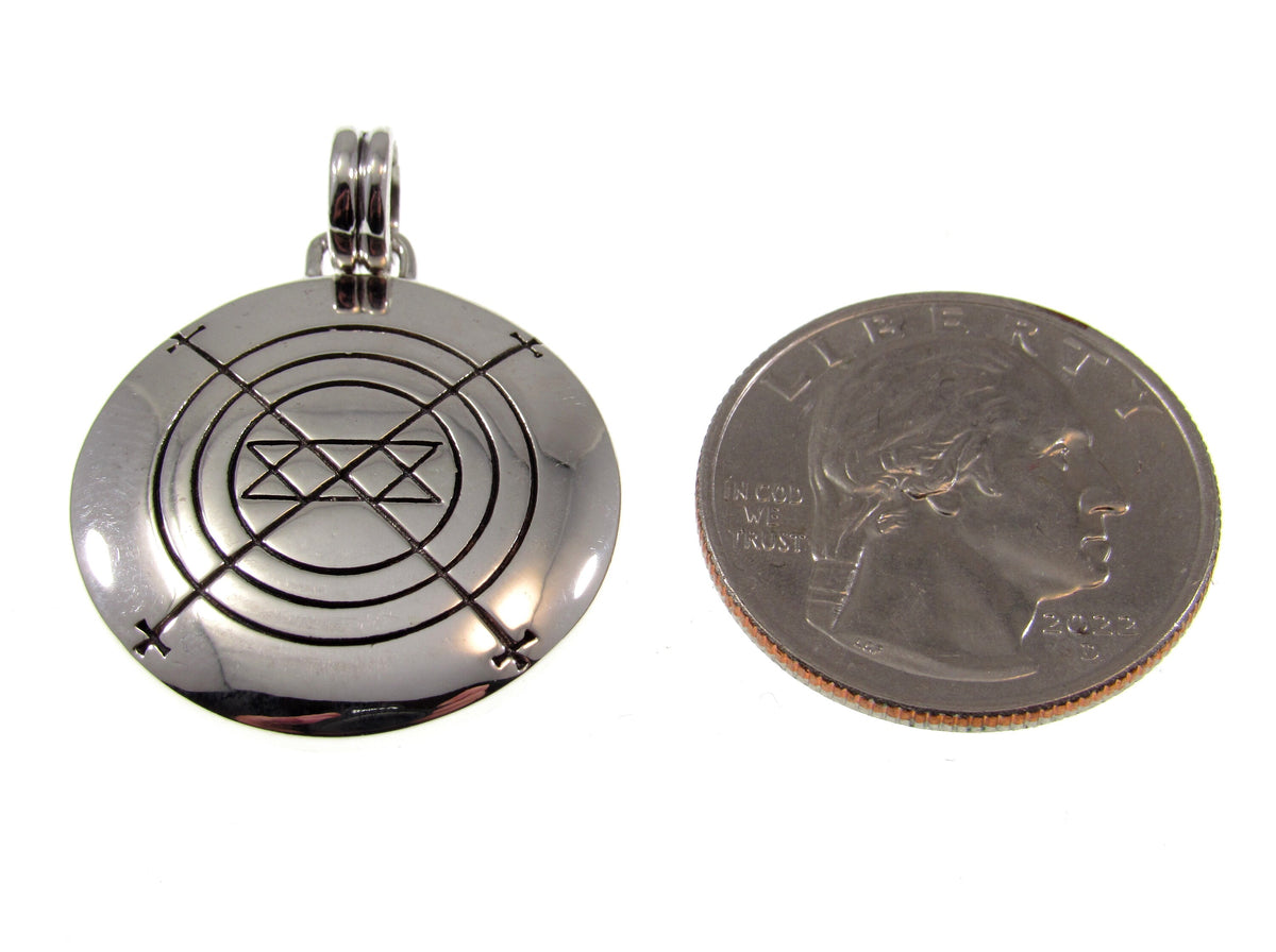 Solid 925 Sterling Silver Holy Magic Circle Amulet, Handcrafted Solomon's Seal Pendant, Solomon Knot