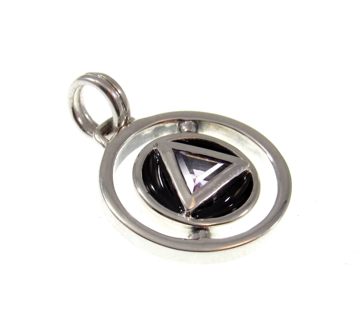 Solid 925 Sterling Silver AA Recovery Pendant with Amethyst, Recovery Anniversary Jewelry