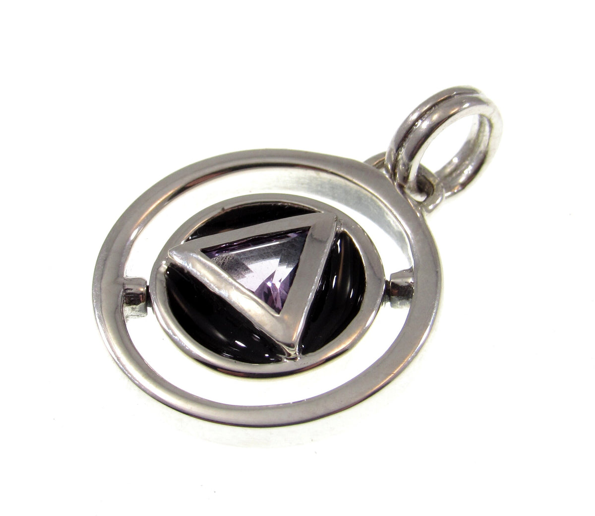Solid 925 Sterling Silver AA Recovery Pendant with Amethyst, Recovery Anniversary Jewelry