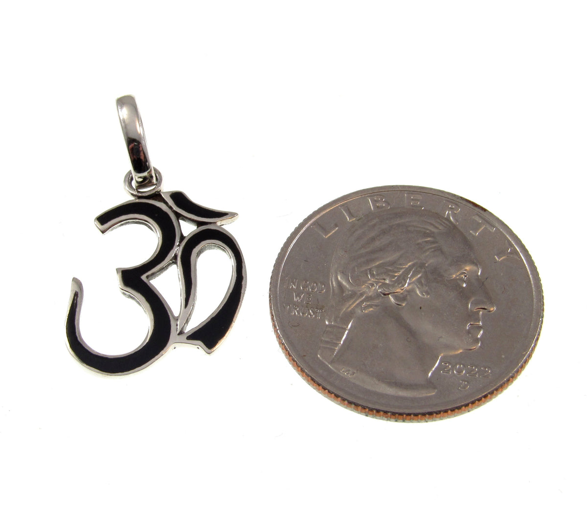 Solid 925 Sterling Silver Black Onyx Om Pendant – Hindu Aum Symbol Charm, Yoga Jewelry, Meditation Amulet