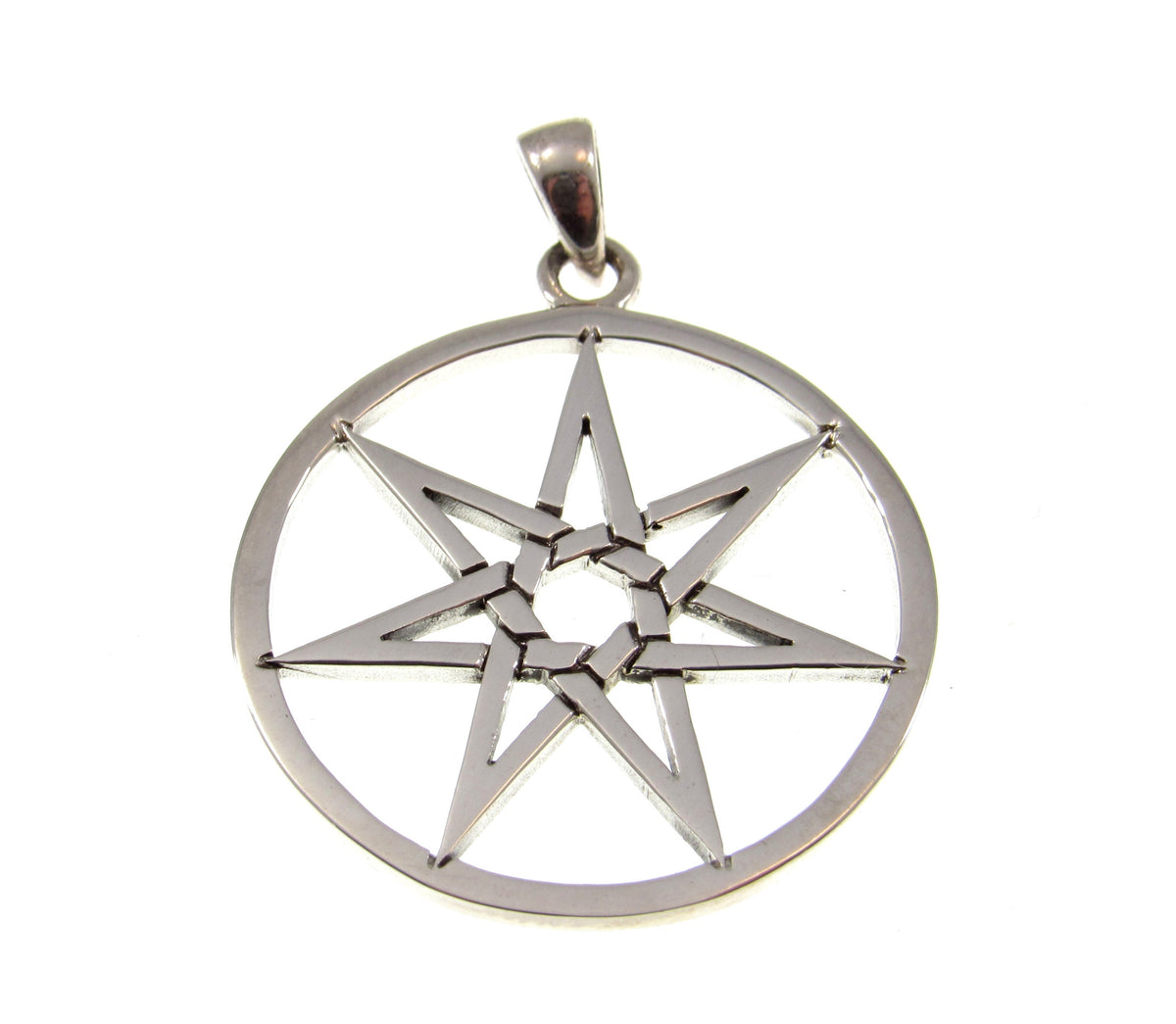 Solid 925 Sterling Silver Elven Star Pendant, Octagram Chaos Symbol, Pagan Talisman, Magic Amulet
