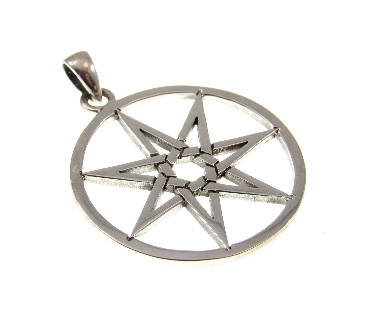 Solid 925 Sterling Silver Elven Star Pendant, Octagram Chaos Symbol, Pagan Talisman, Magic Amulet