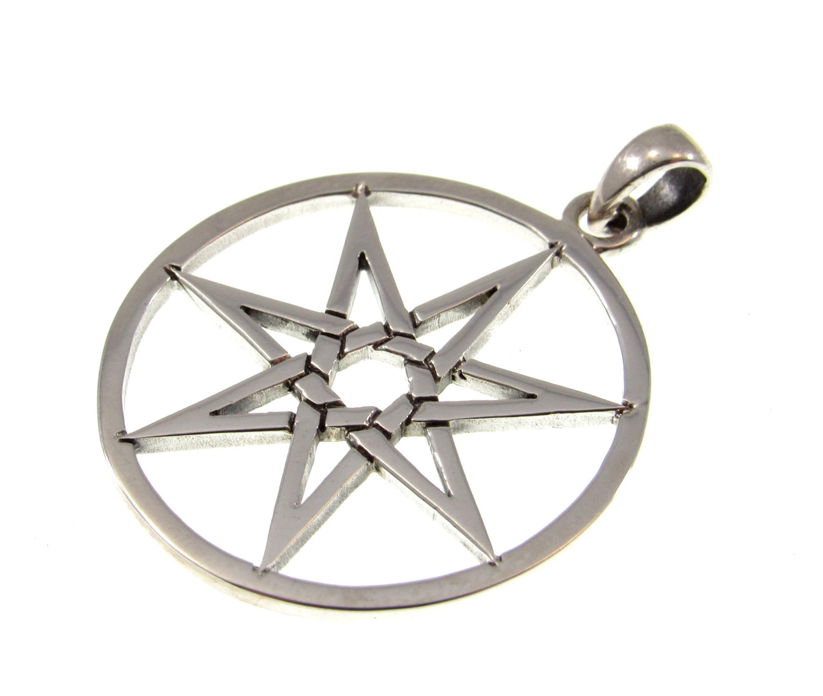 Solid 925 Sterling Silver Elven Star Pendant, Octagram Chaos Symbol, Pagan Talisman, Magic Amulet