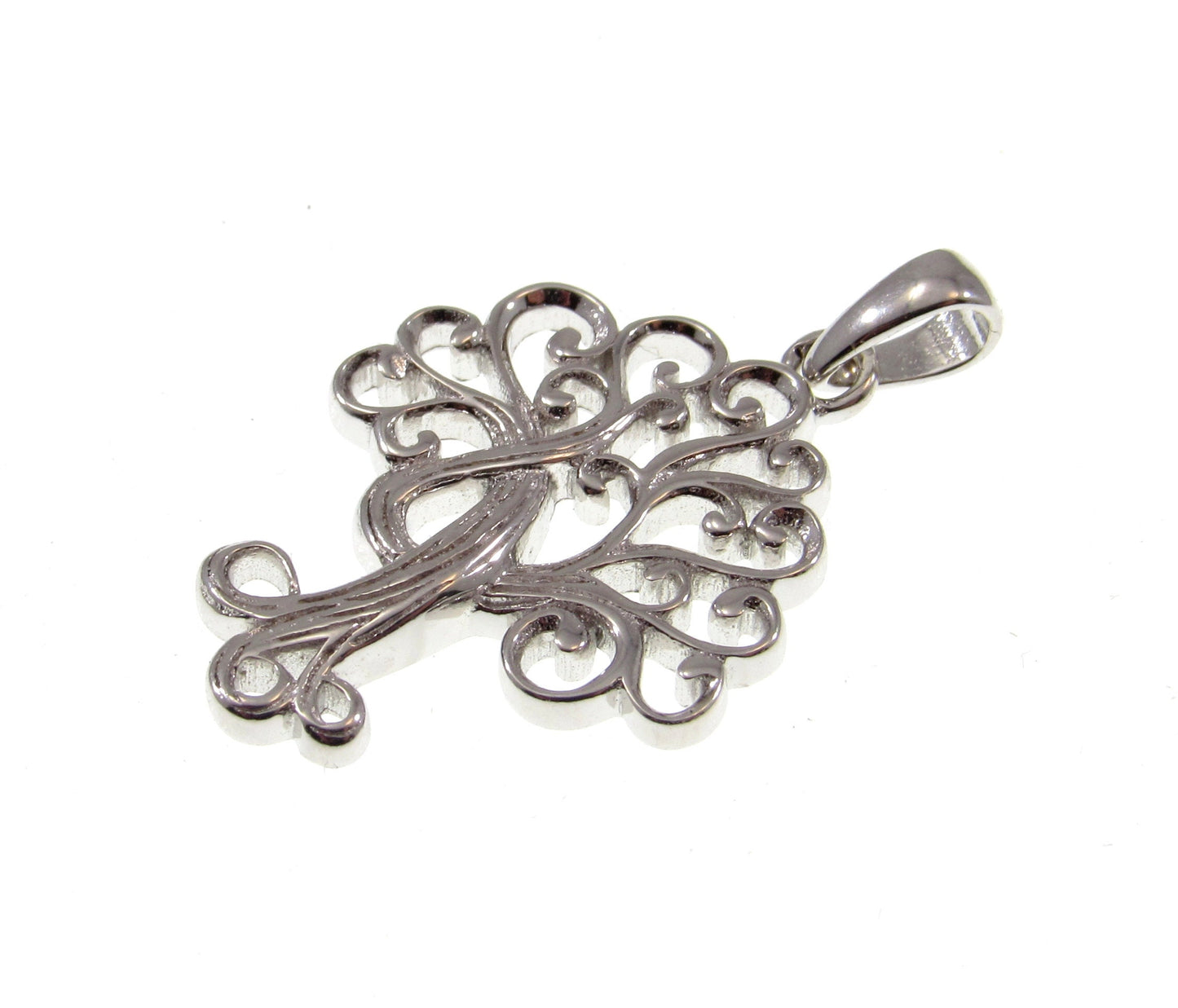 Solid 925 Sterling Silver Ornate Tree of Life Charm, Handcrafted Yggdrasil Pendant