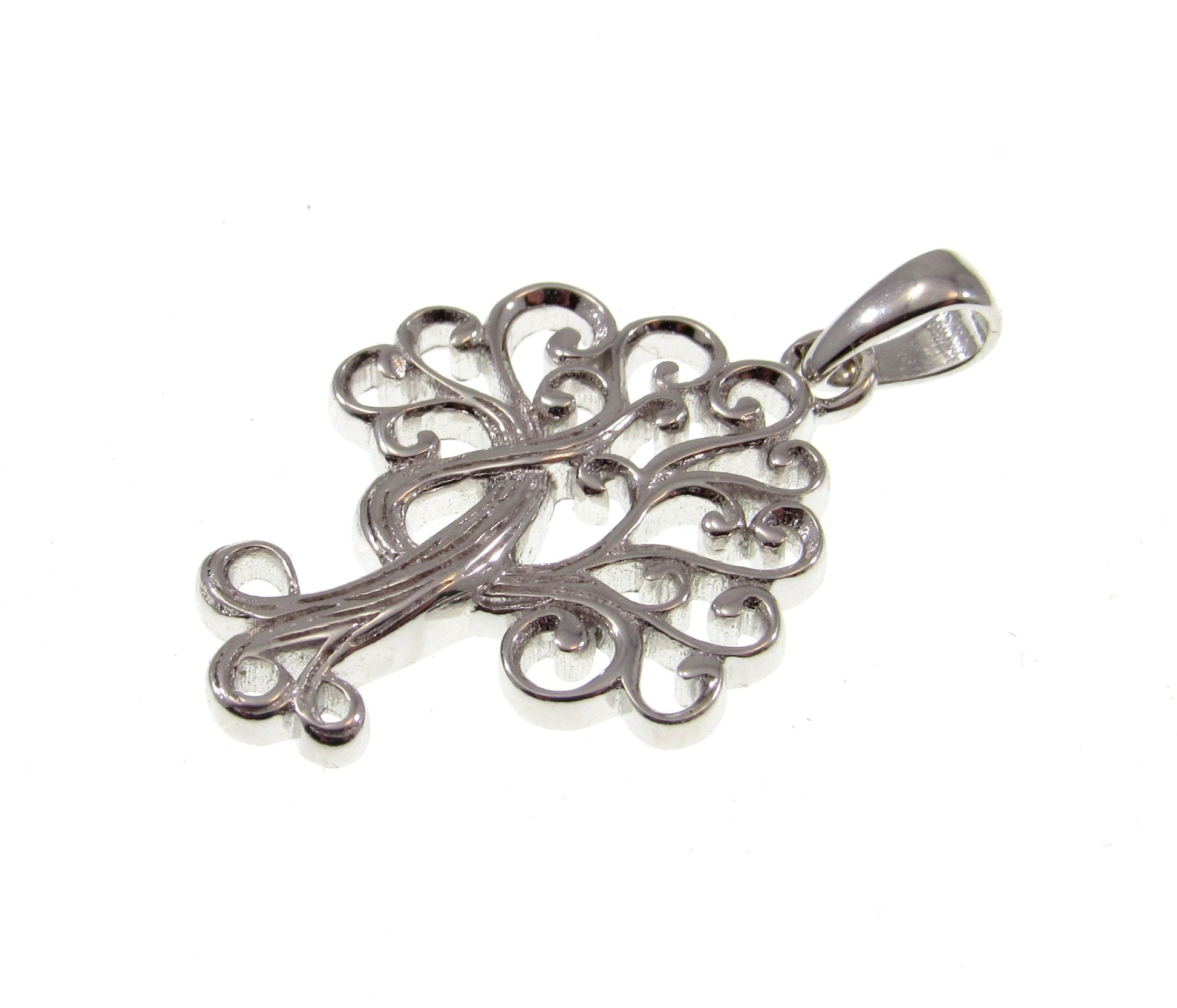 Solid 925 Sterling Silver Ornate Tree of Life Charm, Handcrafted Yggdrasil Pendant