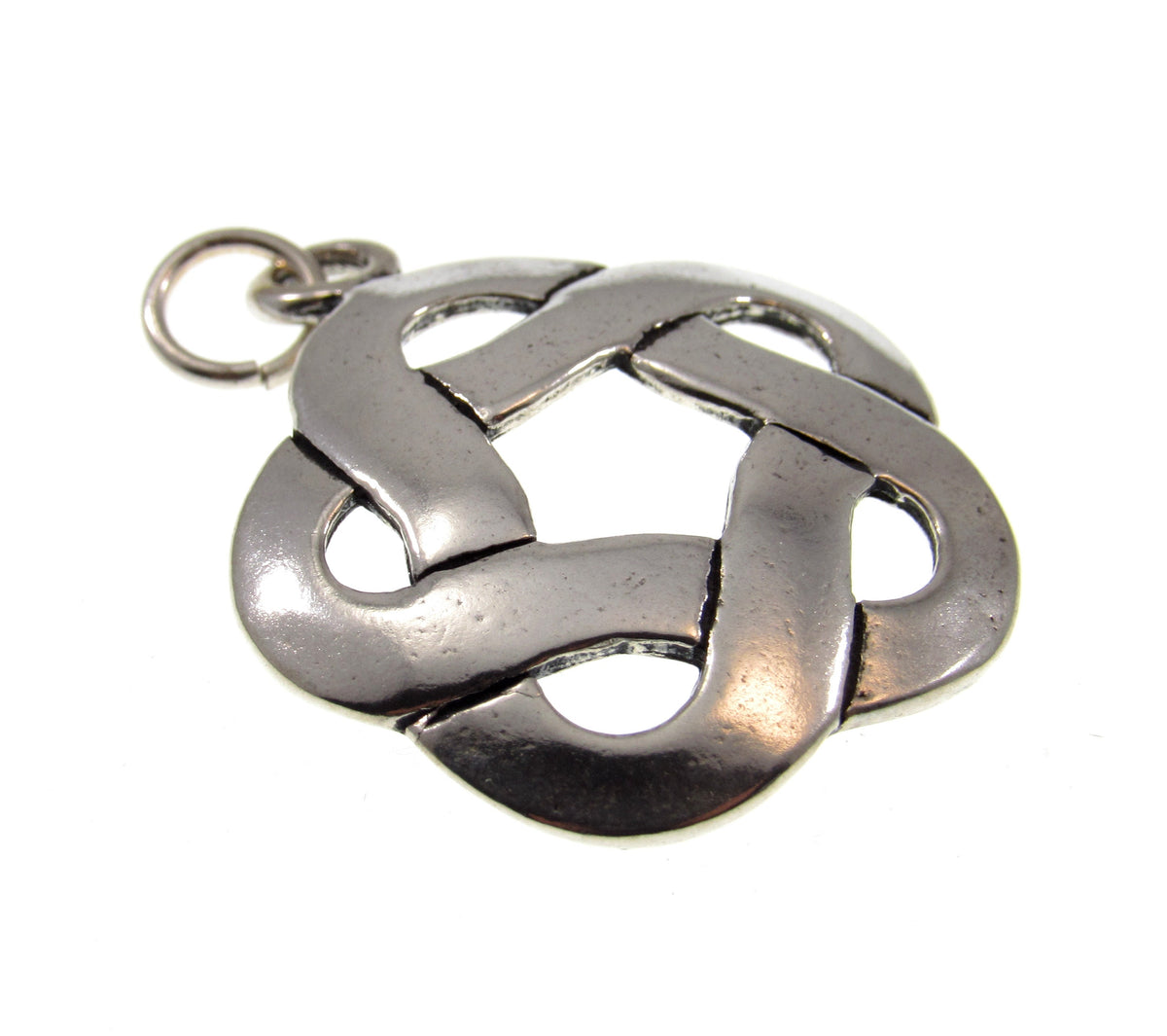 Solid 925 Sterling Silver Celtic Cinquefoil Knot Pendant, Eternal Love Knot Amulet, Infinity Heart Necklace Charm