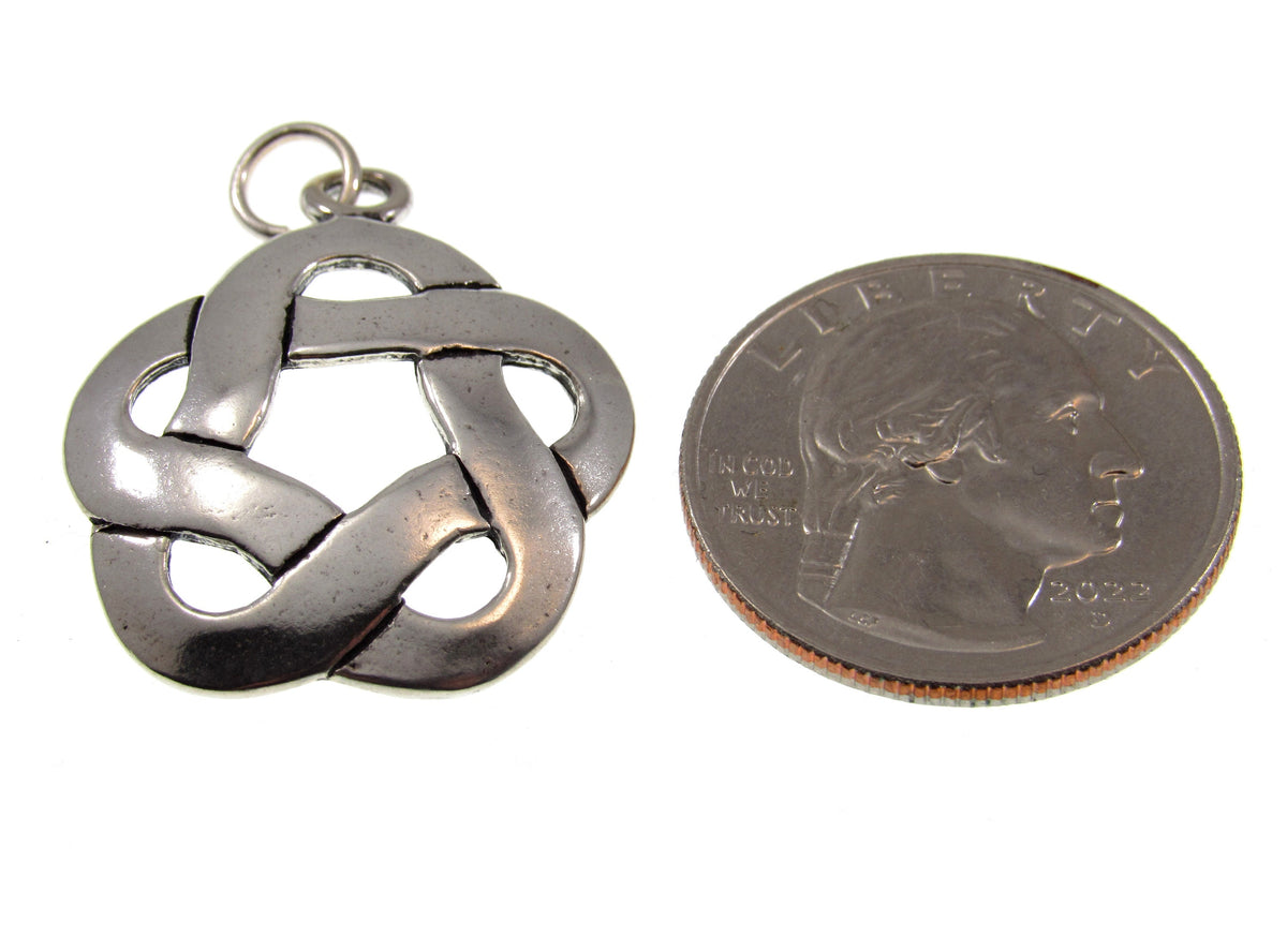 Solid 925 Sterling Silver Celtic Cinquefoil Knot Pendant, Eternal Love Knot Amulet, Infinity Heart Necklace Charm