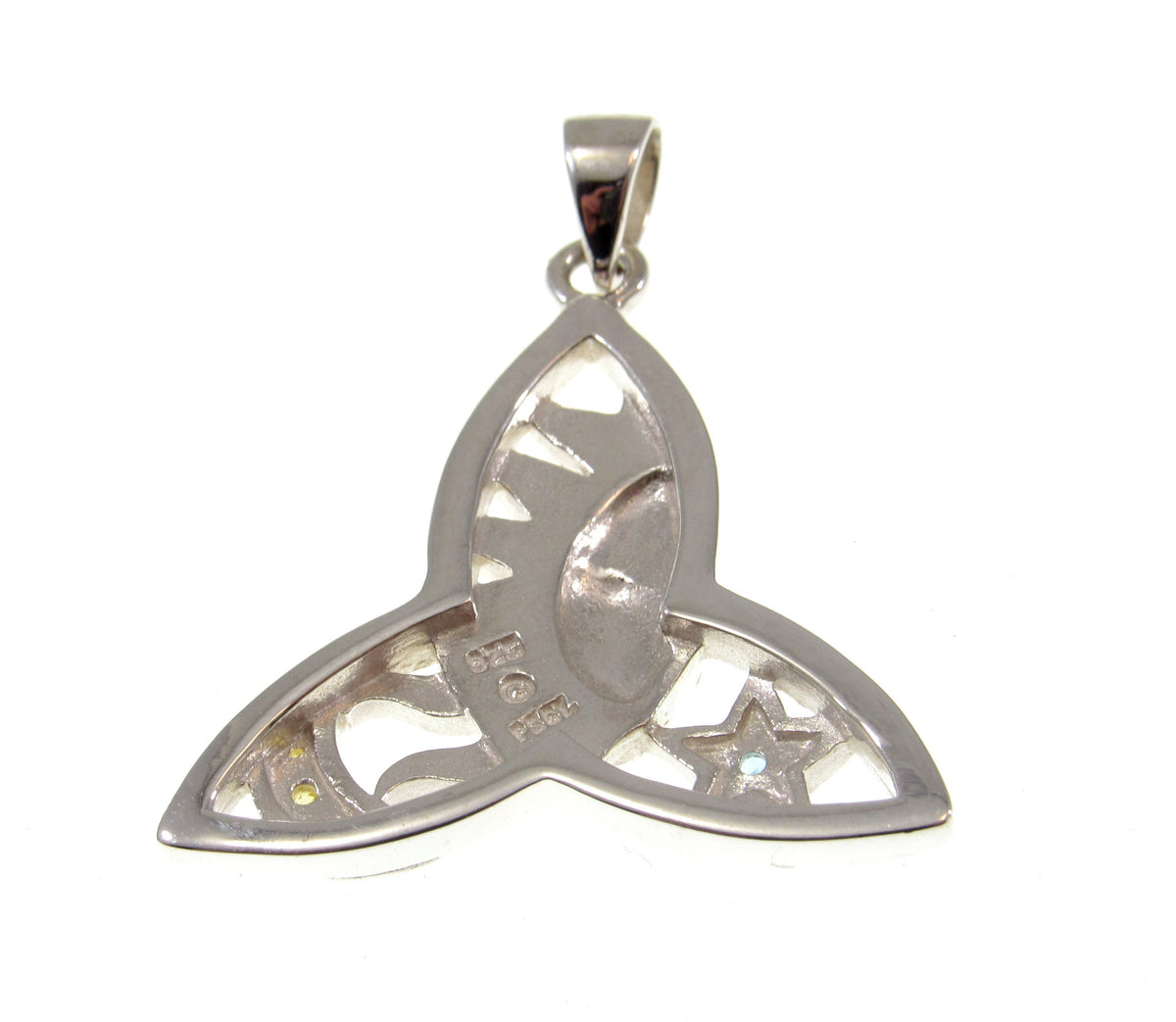 Solid 925 Sterling Silver Sun Moon Celtic Trinity Pendant – Red Enamel Solar Talisman