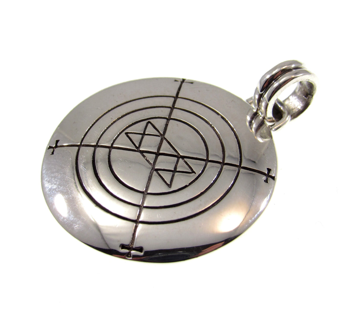 Solid 925 Sterling Silver Holy Magic Circle Amulet, Handcrafted Solomon's Seal Pendant, Solomon Knot