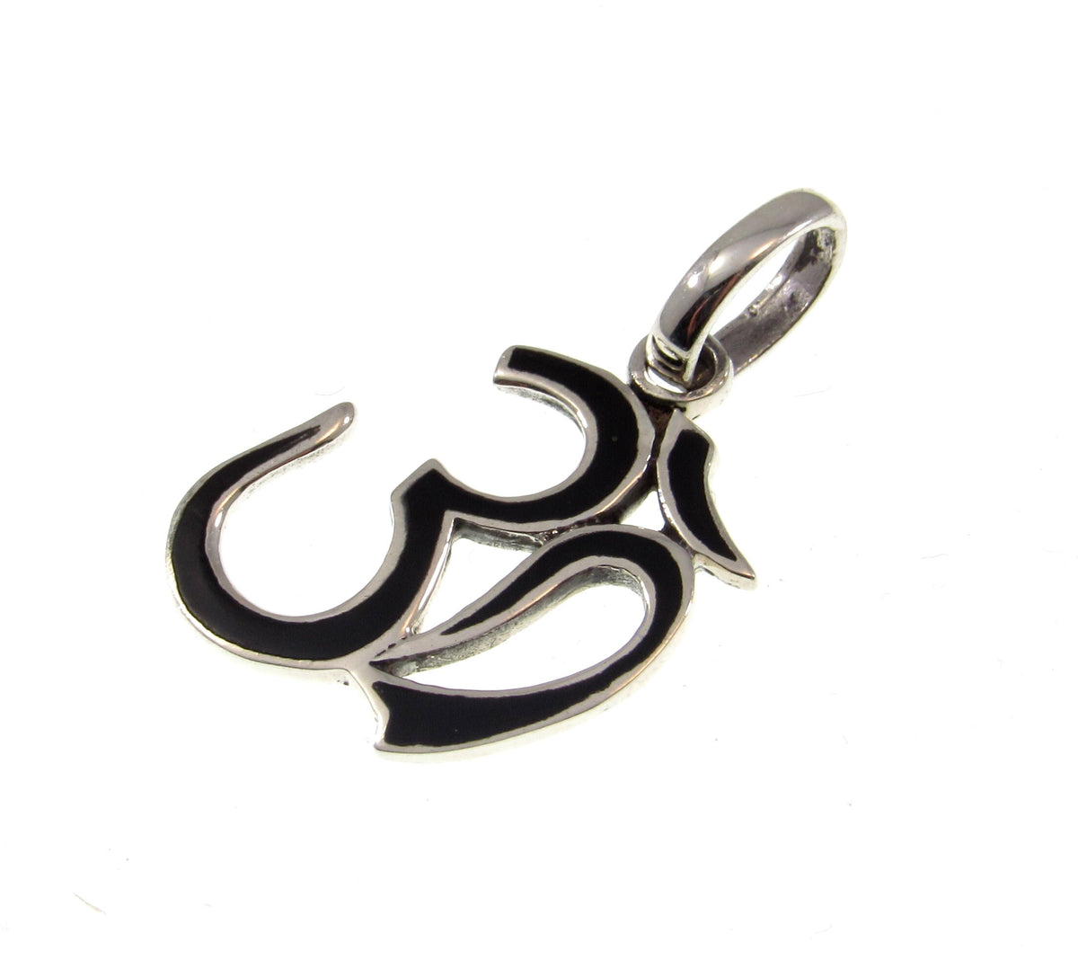 Solid 925 Sterling Silver Black Onyx Om Pendant – Hindu Aum Symbol Charm, Yoga Jewelry, Meditation Amulet