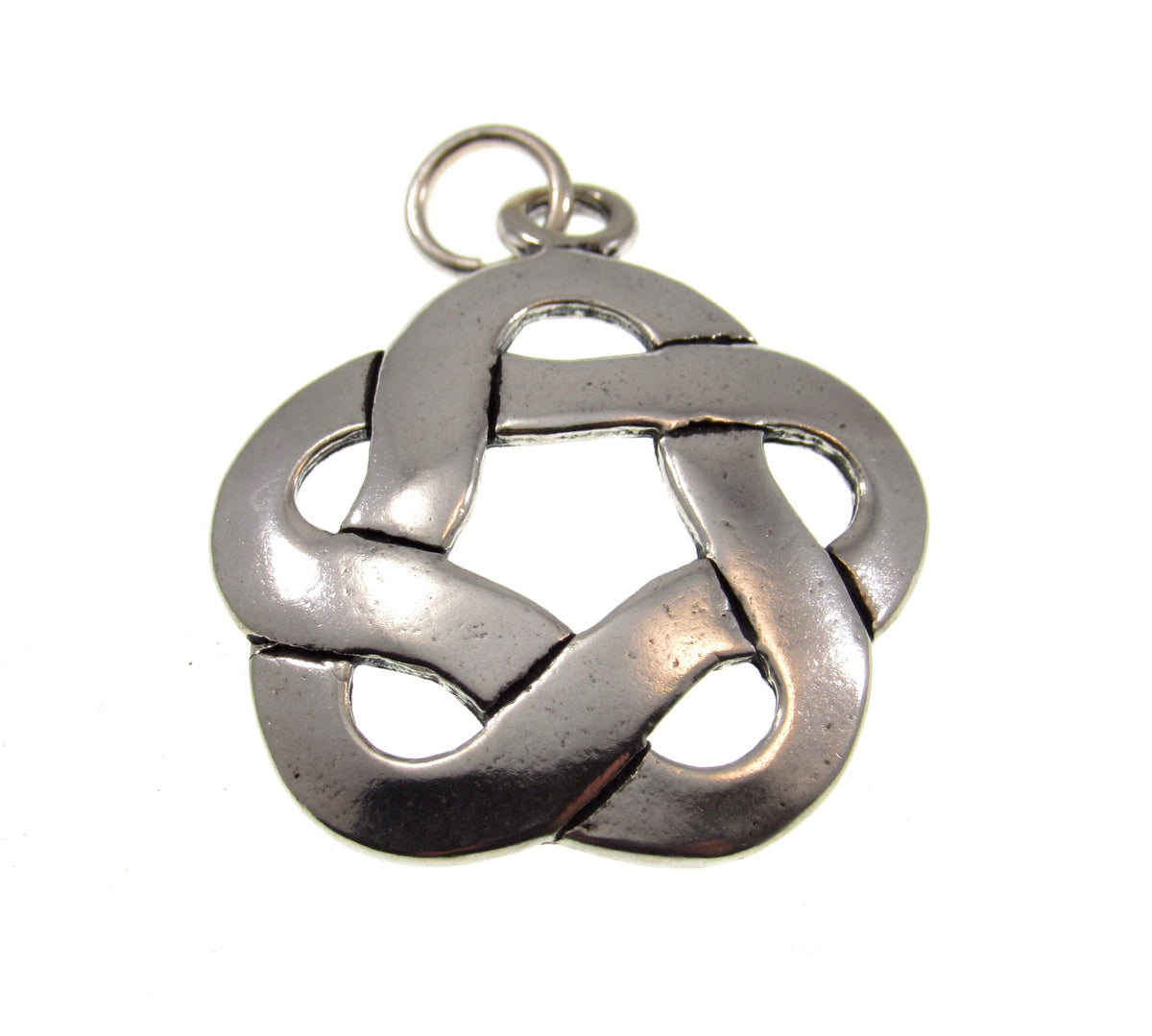 Solid 925 Sterling Silver Celtic Cinquefoil Knot Pendant, Eternal Love Knot Amulet, Infinity Heart Necklace Charm