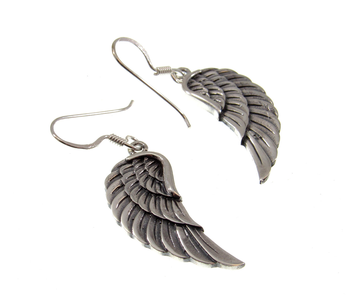 Solid 925 Sterling Silver Angel Wing Hook Earrings – Feather Drop Dangle Earrings for Women, Gothic Boho Celestial Jewelry Gift