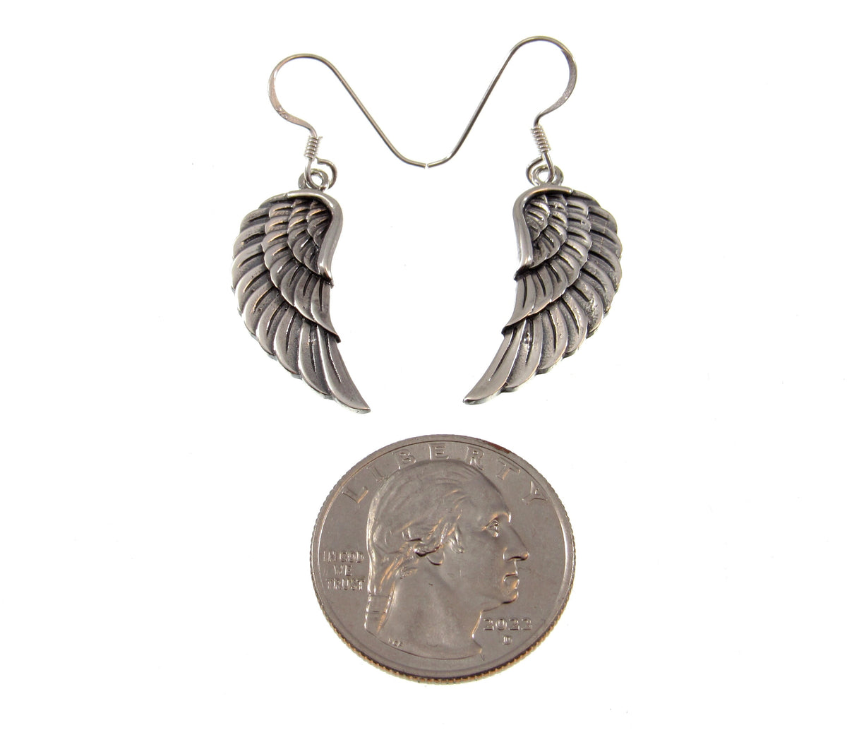 Solid 925 Sterling Silver Angel Wing Hook Earrings – Feather Drop Dangle Earrings for Women, Gothic Boho Celestial Jewelry Gift