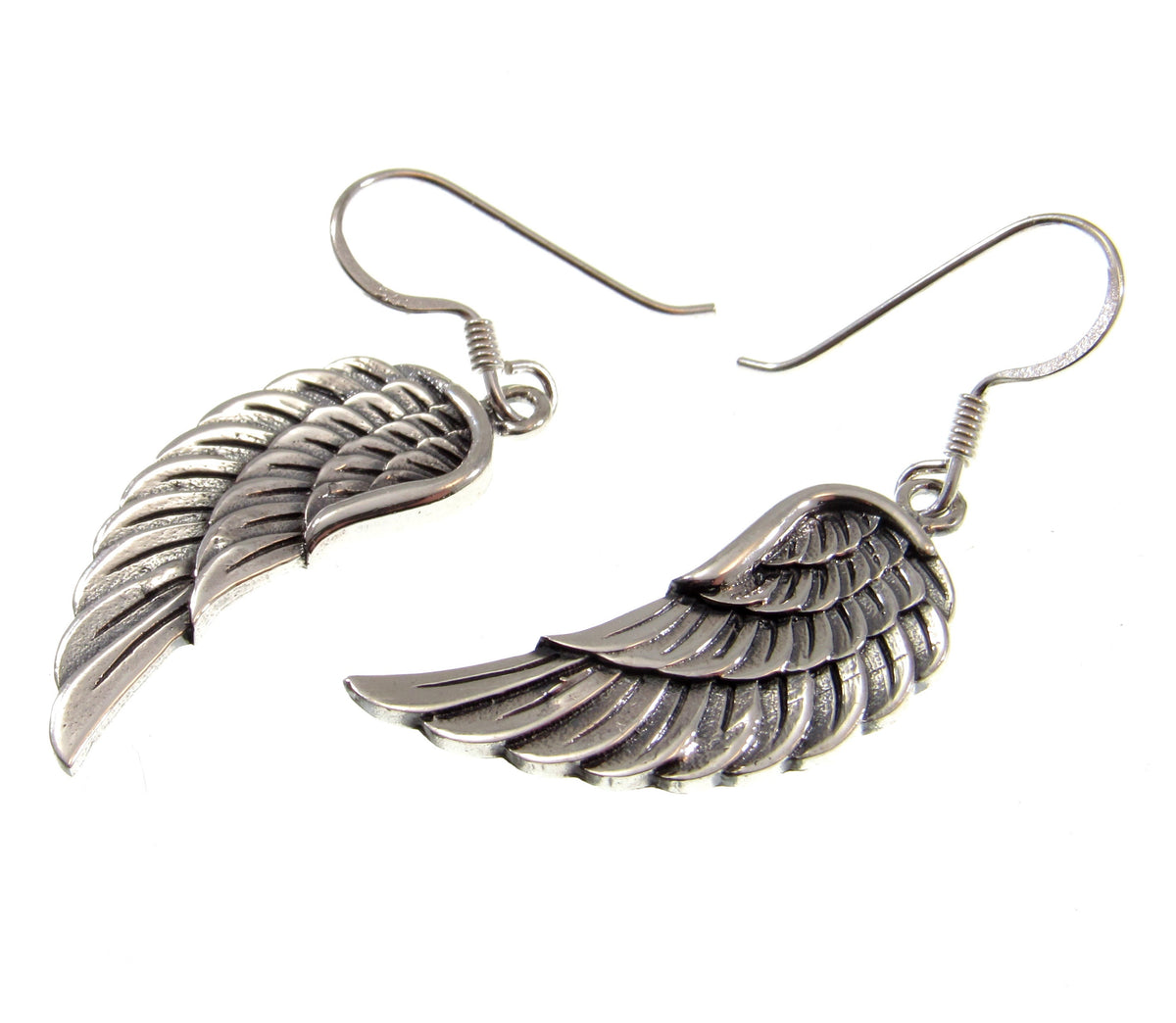Solid 925 Sterling Silver Angel Wing Hook Earrings – Feather Drop Dangle Earrings for Women, Gothic Boho Celestial Jewelry Gift
