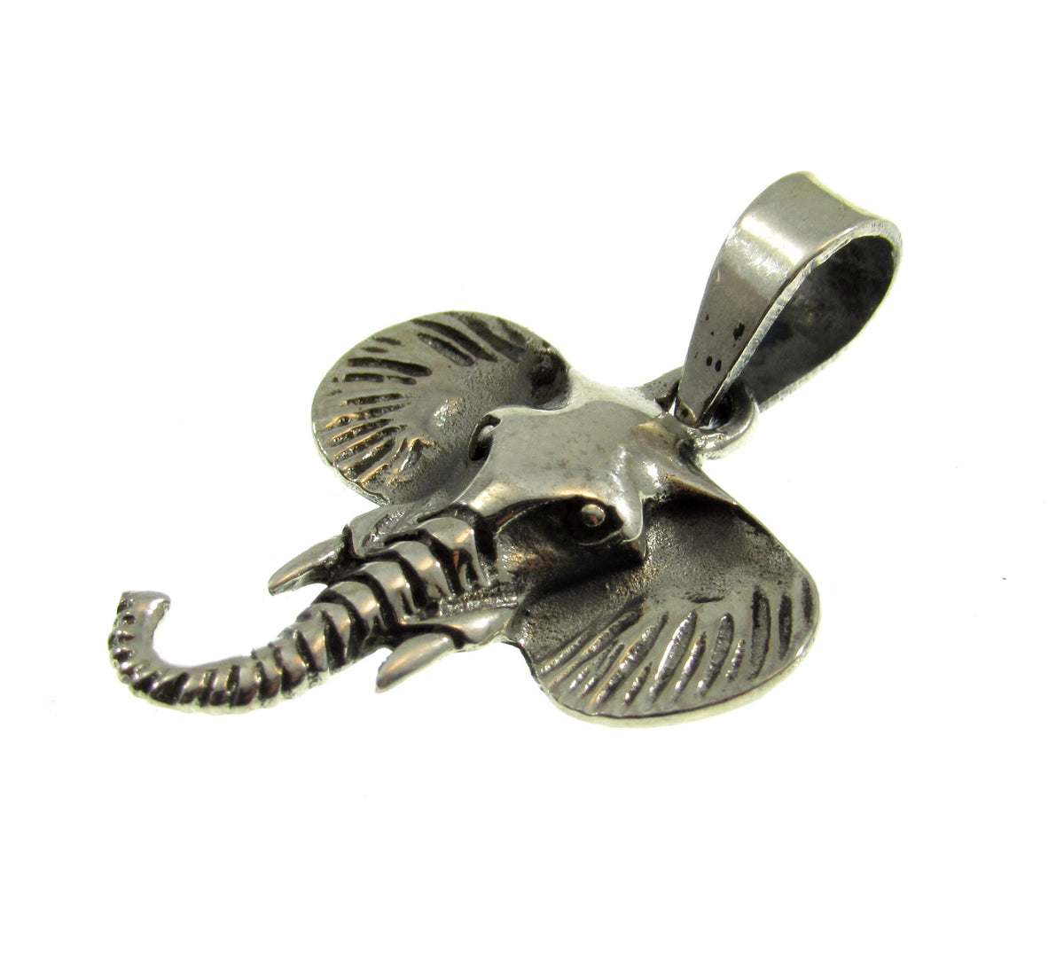 Solid 925 Sterling Silver Elephant Head Pendant – Tribal Elephant Jewelry, Good Luck Totem, Wildlife Gift, African Safari Charm