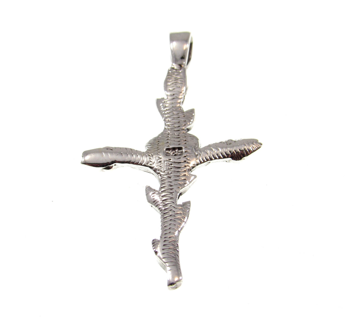 Solid 925 Sterling Silver Rose Cross Slide Pendant - Floral Crucifix Necklace Charm, Christian Faith Jewelry, Religious Gift for Women
