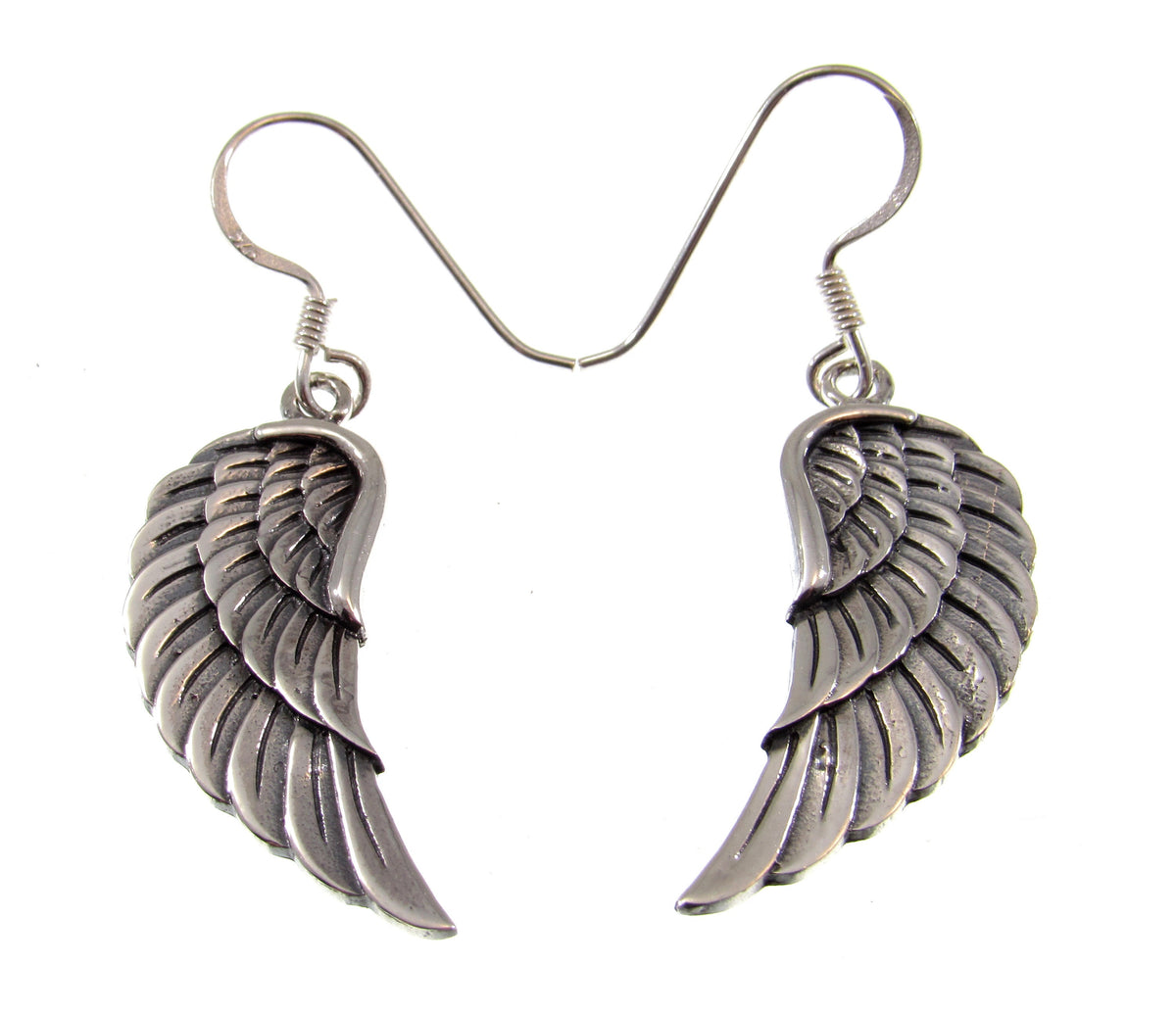 Solid 925 Sterling Silver Angel Wing Hook Earrings – Feather Drop Dangle Earrings for Women, Gothic Boho Celestial Jewelry Gift