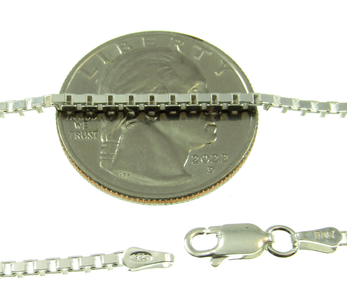 2MM Solid 925 Sterling Silver Italian Square Box Chain Necklace, Made in Italy, Unisex Bracelet, 7 8 9 14 16 18 20 22 24 26, or 30" Inches