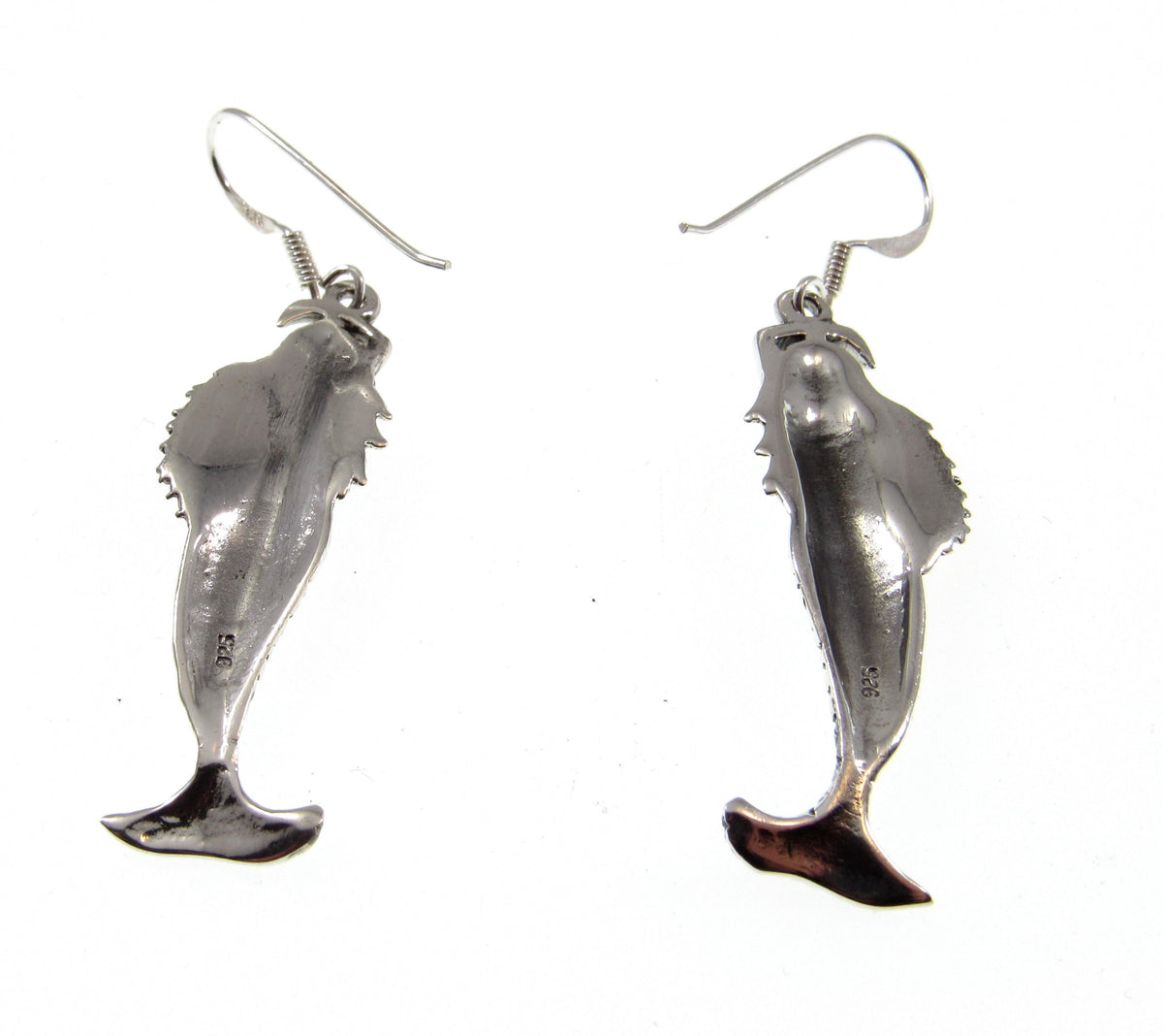 Solid 925 Sterling Silver Mermaid Earrings – Nautical Ocean Jewelry for Women, Handcrafted Sea Siren Drop / Dangle / Hook Earrings