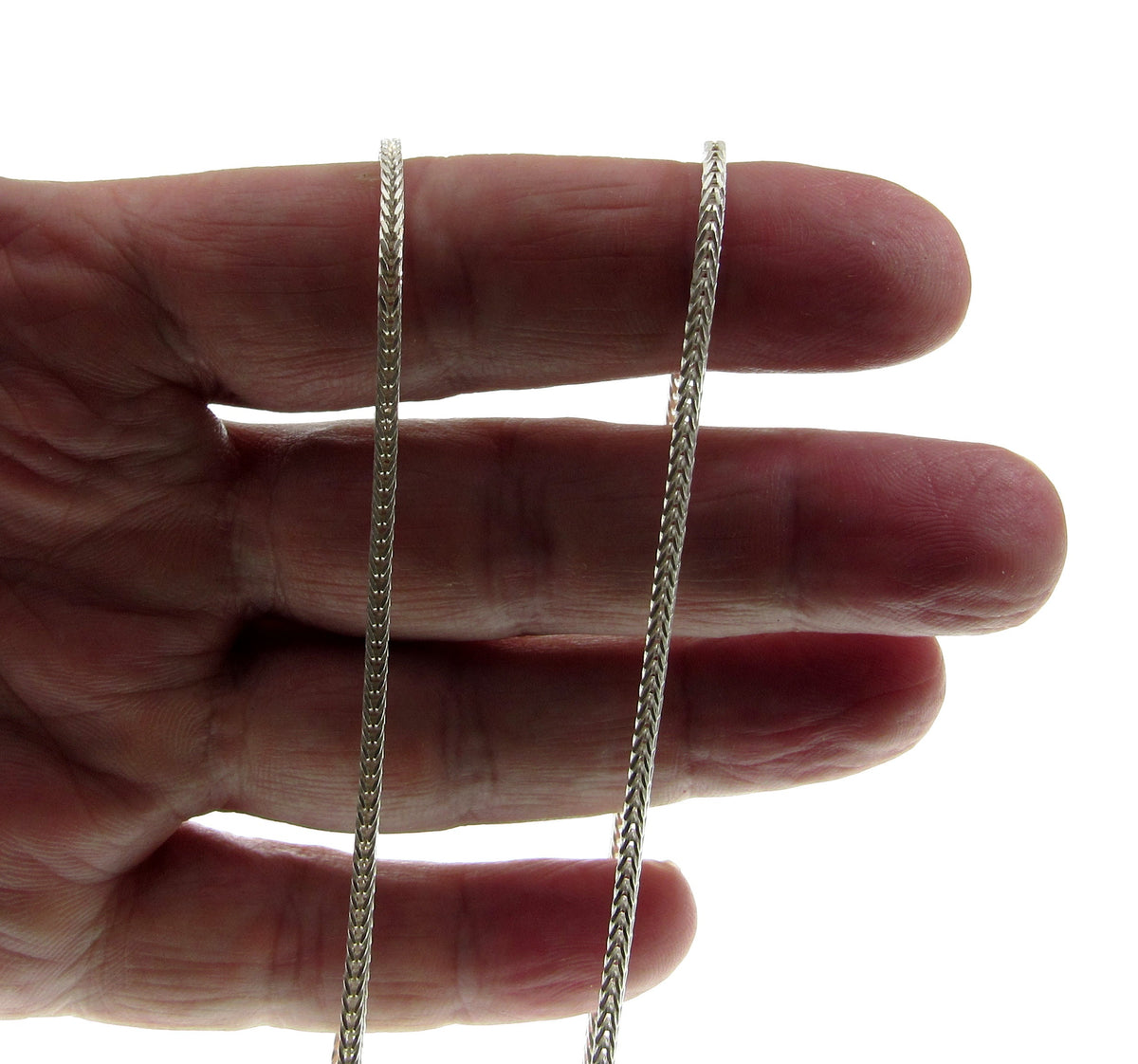2.1MM Solid Genuine 925 Sterling Silver Italian Foxtail Weave Chain, Unisex Necklace, Made in Italy, 16"-30" Inches