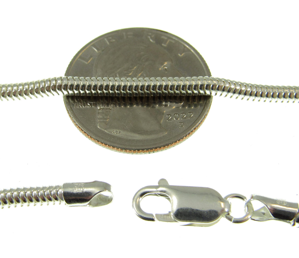 3MM Solid 925 Sterling Silver Italian Round Snake Chain, Unisex Necklace, Made in Italy, 16" - 30" Inches, for Men or Women