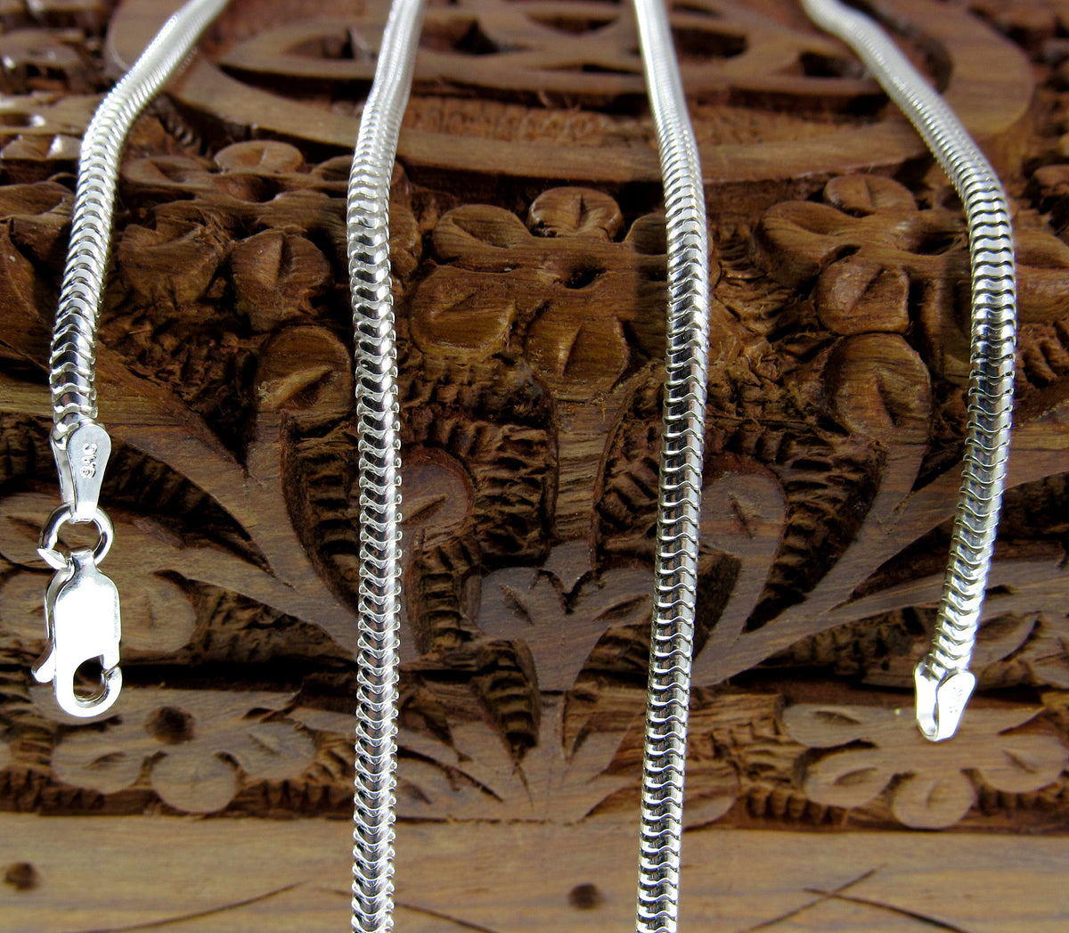 2.5MM Solid 925 Sterling Silver Italian Round Snake Chain, Unisex Bracelet or Necklace, Made in Italy, 16" - 30" Inches, for Men or Women