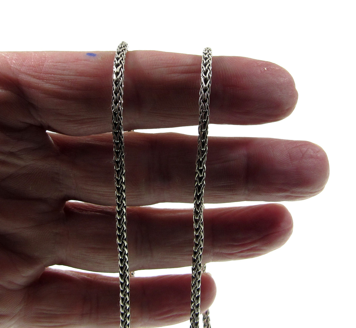 2.5MM Solid 925 Sterling Silver Handmade Bali Foxtail Weave Chain, Braided Unisex Necklace or Bracelet, Woven Rustic Oxidized Jewelry