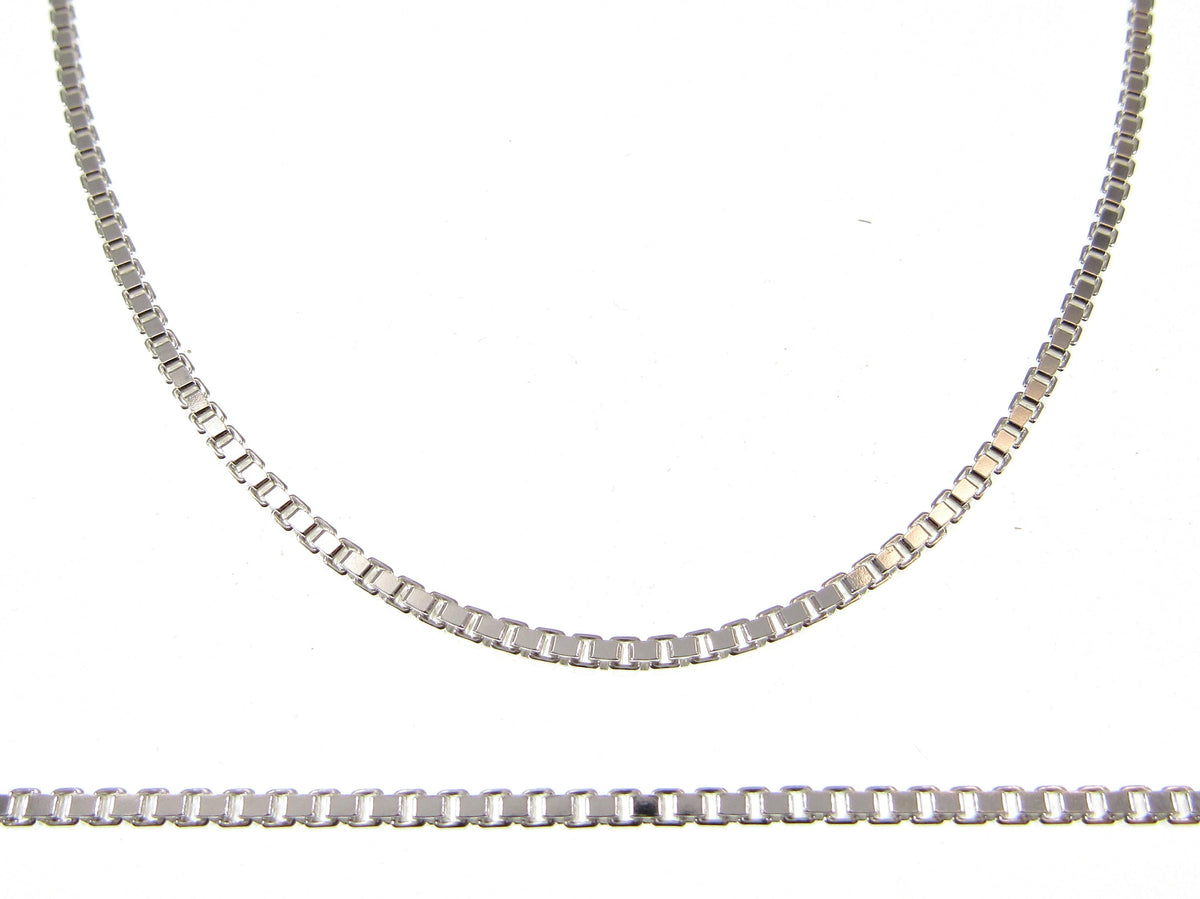 2.5MM Solid 925 Sterling Silver Italian Square Box Chain, Made in Italy, Unisex Bracelet or Necklace, 7-30" Inches