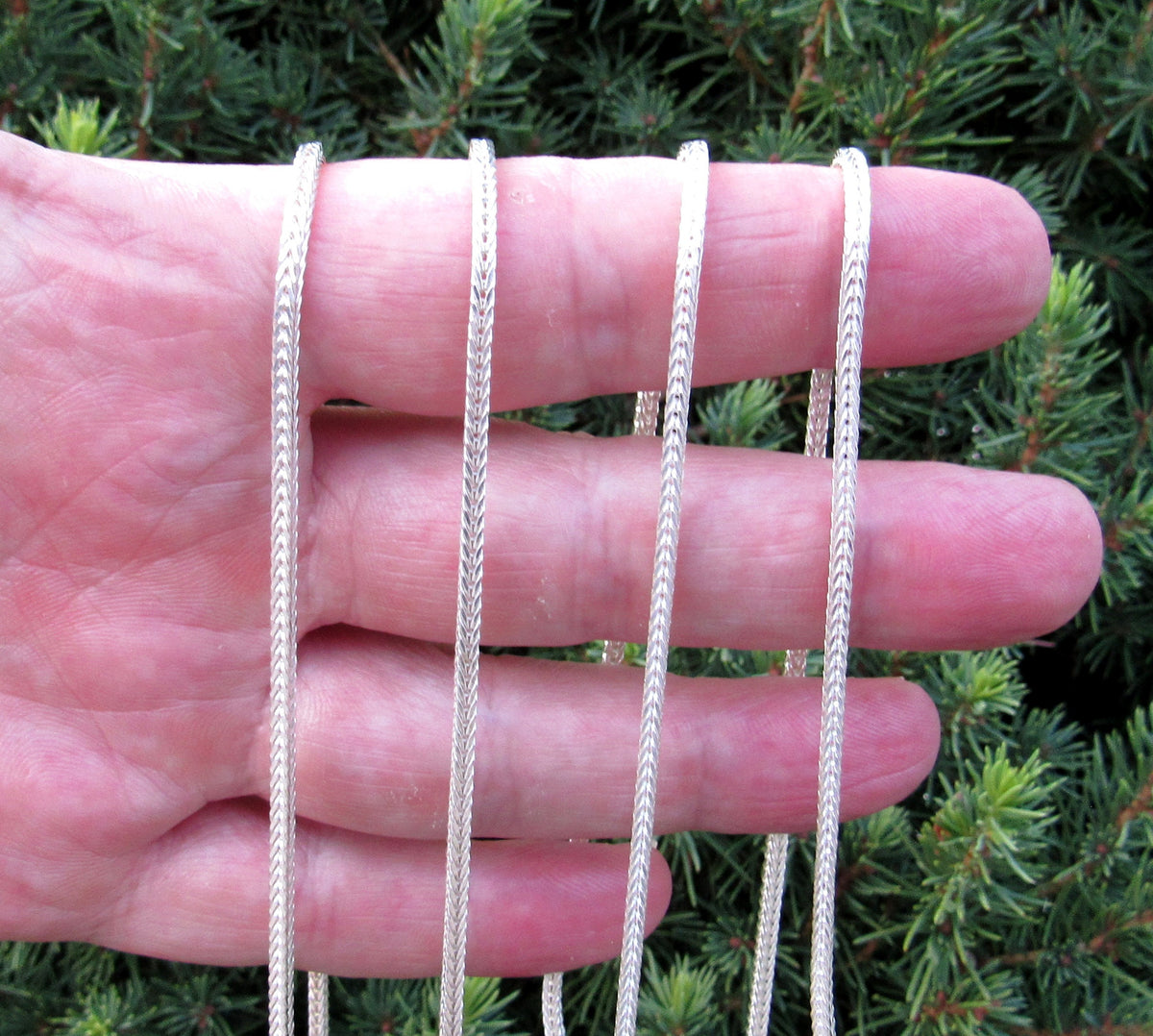 2.1MM Solid Genuine 925 Sterling Silver Italian Foxtail Weave Chain, Unisex Necklace, Made in Italy, 16"-30" Inches