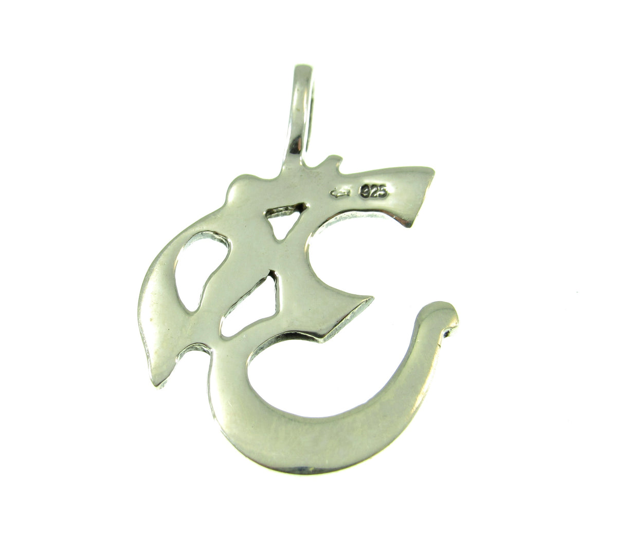 Solid 925 Sterling Silver Om Pendant – Hindu Sanskrit Aum Symbol Necklace Charm, Yoga Meditation Spiritual Jewelry for Men & Women