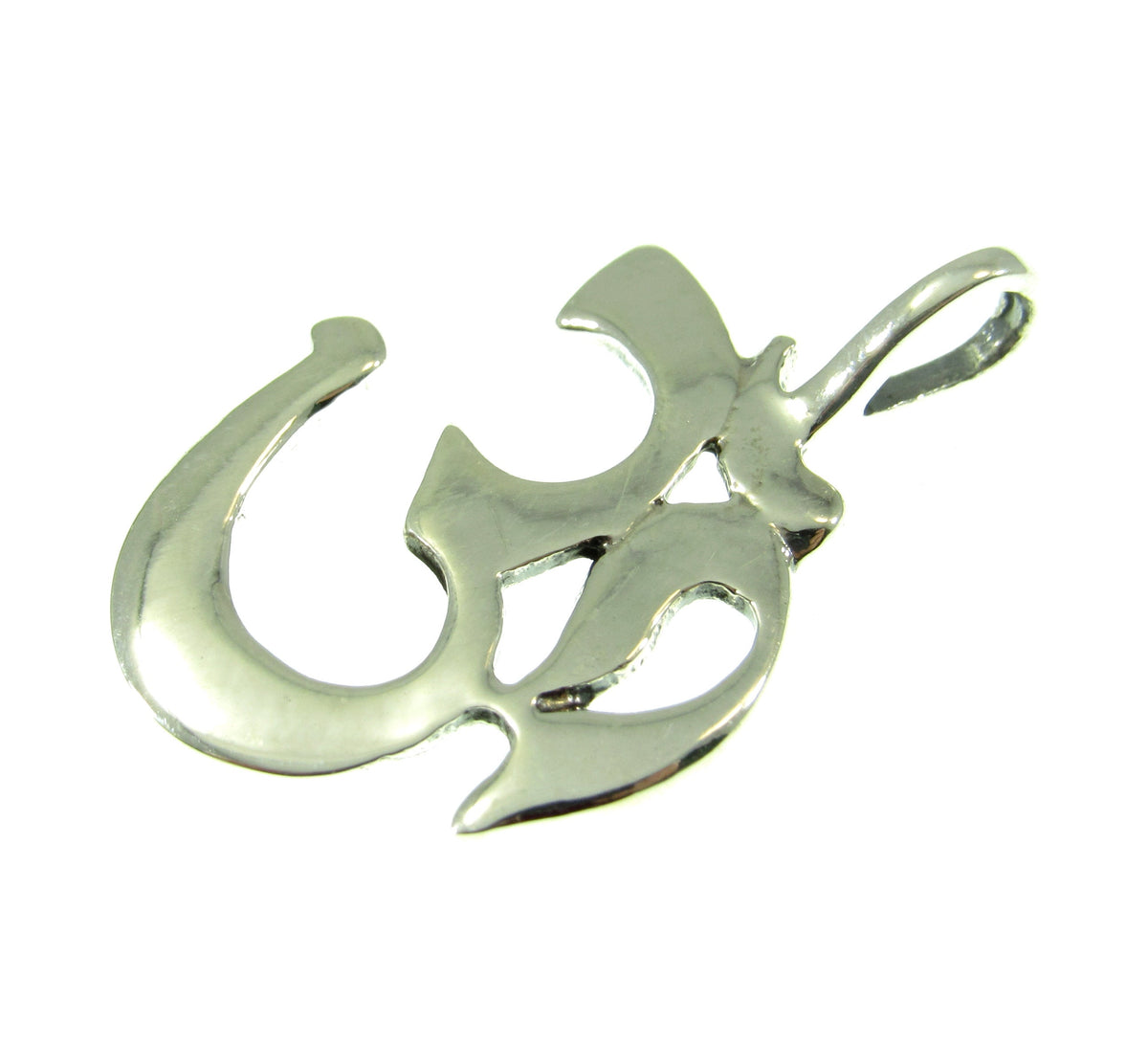 Solid 925 Sterling Silver Om Pendant – Hindu Sanskrit Aum Symbol Necklace Charm, Yoga Meditation Spiritual Jewelry for Men & Women