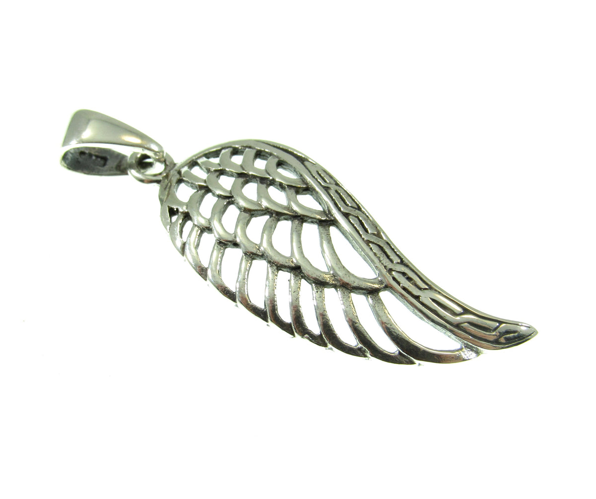 Solid 925 Sterling Silver Angel Wing Pendant, Handcrafted Symbol of Hope & Protection