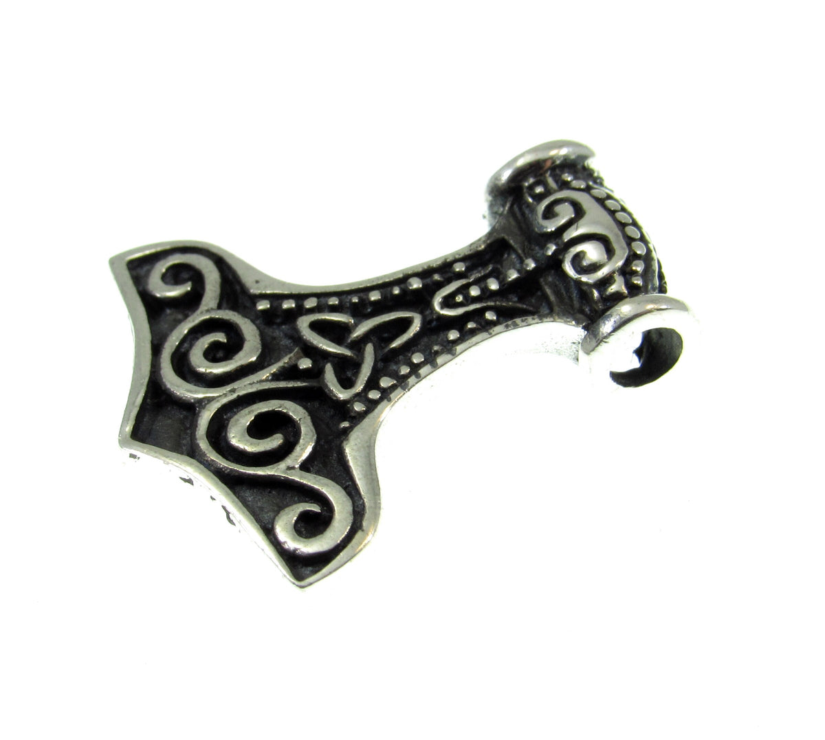Solid 925 Sterling Silver Norse Thor's Hammer Slide Pendant, Mjollnir Necklace Charm