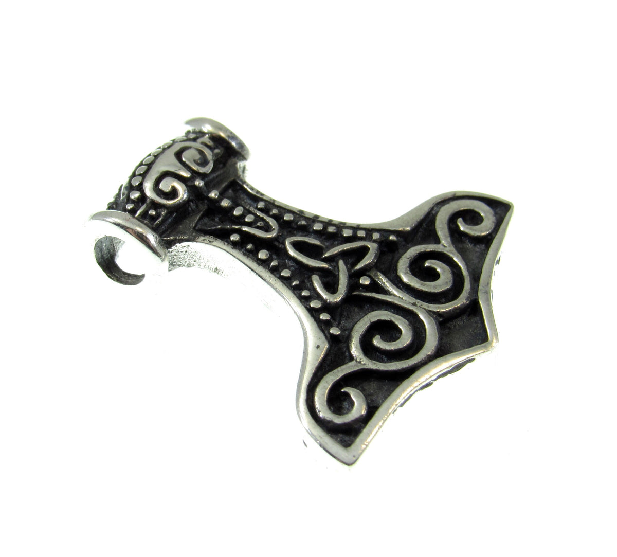 Solid 925 Sterling Silver Norse Thor's Hammer Slide Pendant, Mjollnir Necklace Charm