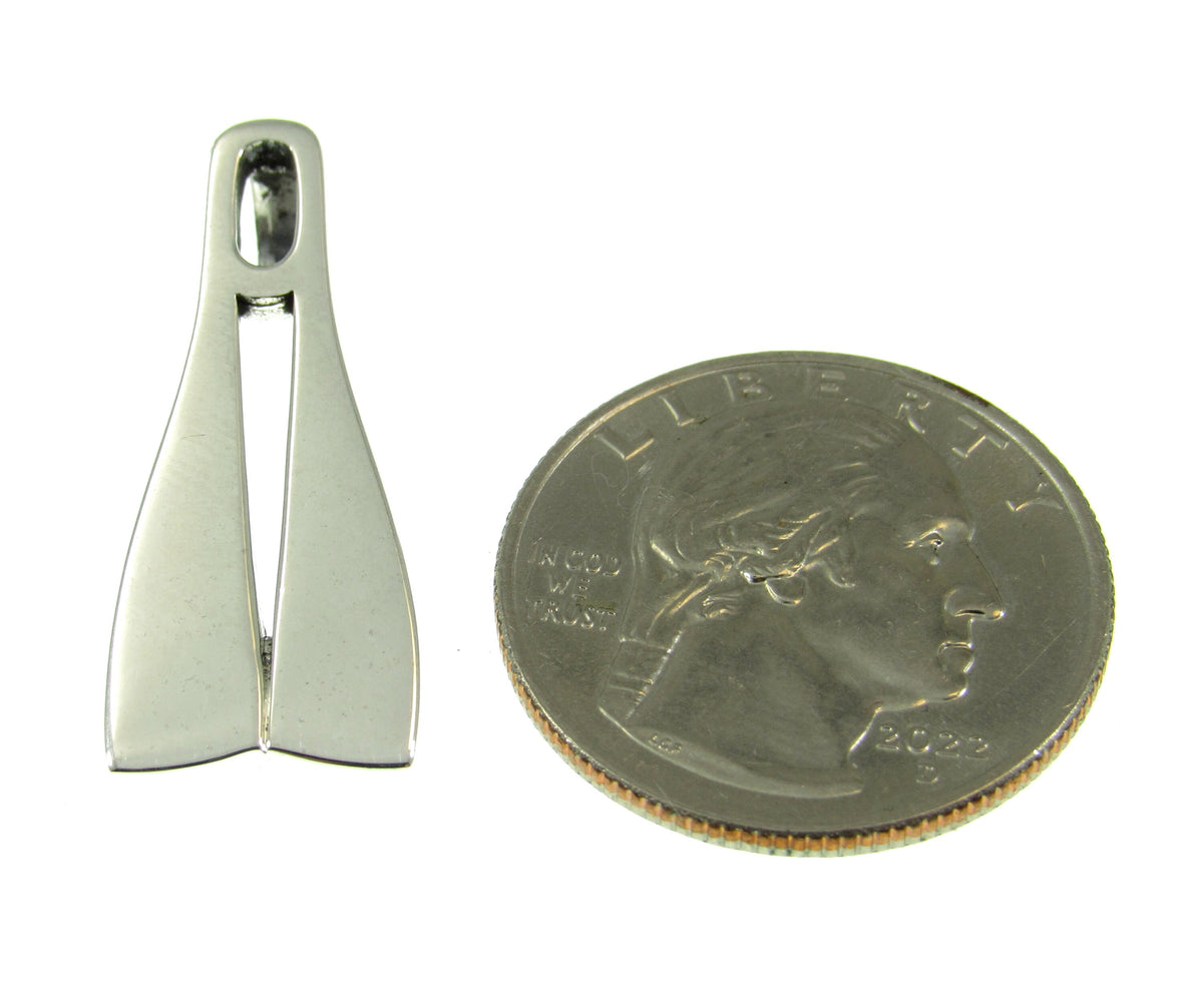 925 Sterling Silver Double Diving Fins Scuba Diver Slide Pendant