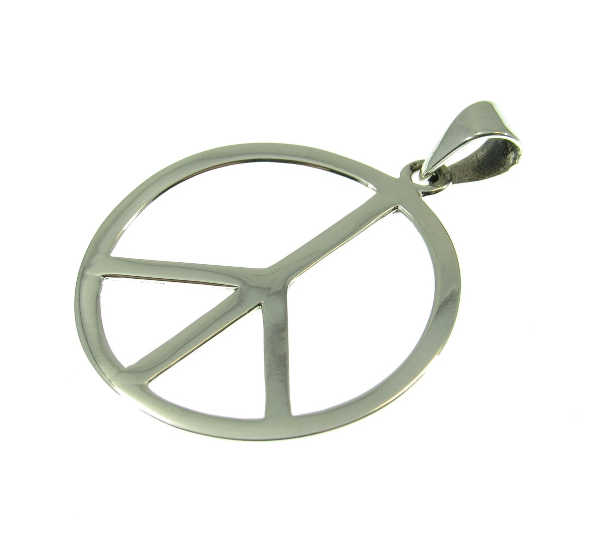 Solid 925 Sterling Silver Peace Sign Hippie Symbol Pendant
