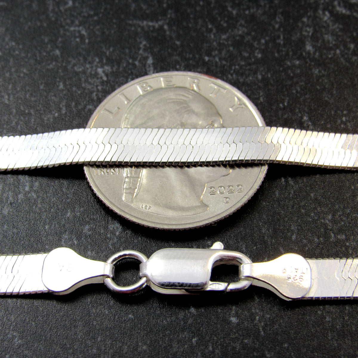 Solid 925 Sterling Silver Herringbone Chain Necklace / Bracelet, Unisex Italian Flat Snake Chain, 3.5mm - 11mm, 7 - 30 Inches