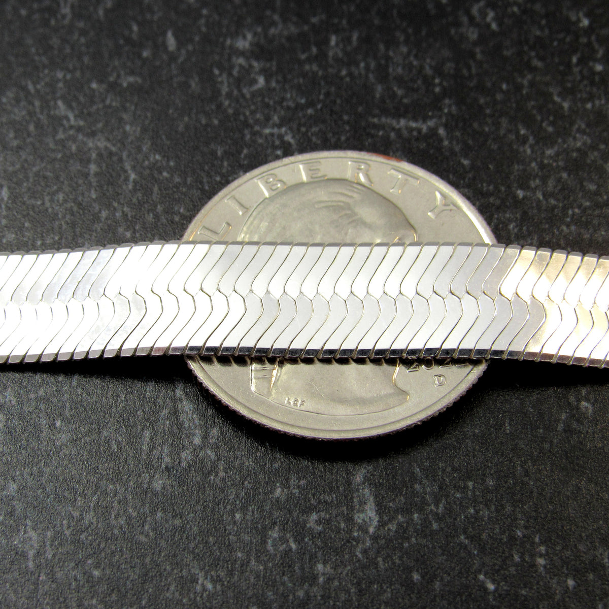 Solid 925 Sterling Silver Herringbone Chain Necklace / Bracelet, Unisex Italian Flat Snake Chain, 3.5mm - 11mm, 7 - 30 Inches