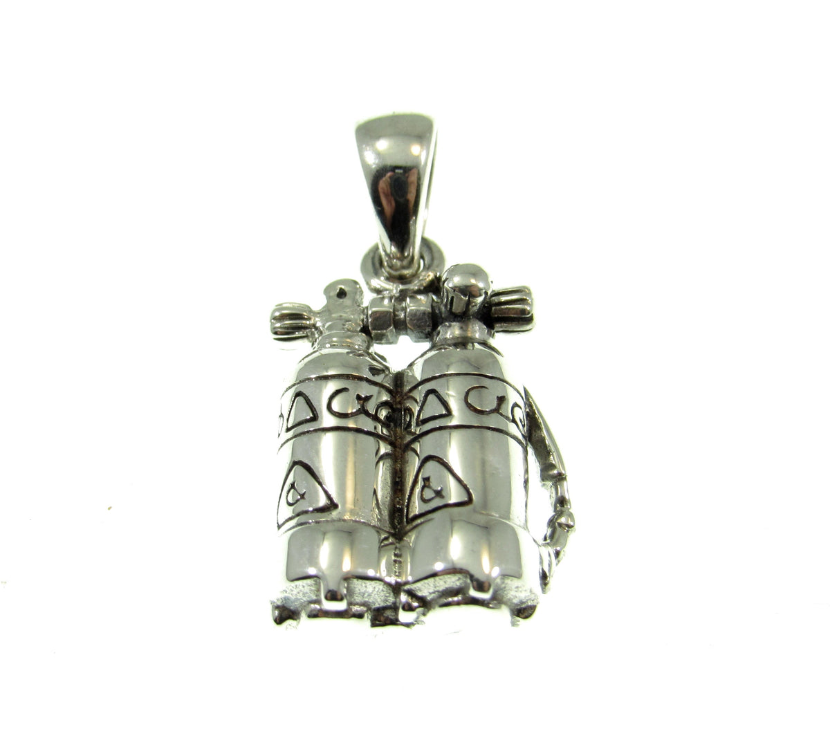 Solid 925 Sterling Silver Scuba Diver Air Tanks Pendant, Deep Sea Dive Jewelry, Nautical Gift for Him or Her, Unique Underwater Diving Charm