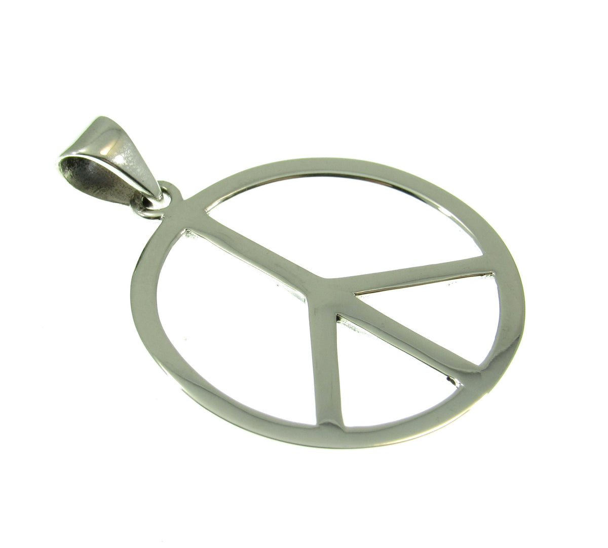Solid 925 Sterling Silver Peace Sign Hippie Symbol Pendant