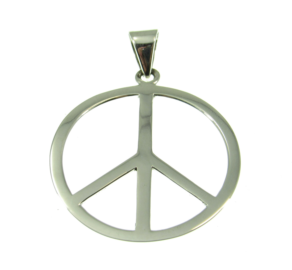 Solid 925 Sterling Silver Peace Sign Hippie Symbol Pendant