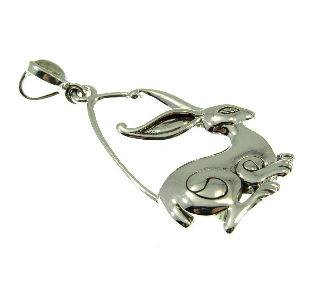 Solid 925 Sterling Silver Ostara Rabbit Goddess Pendant, Pagan Sacred Hare Spring Equinox Jewelry
