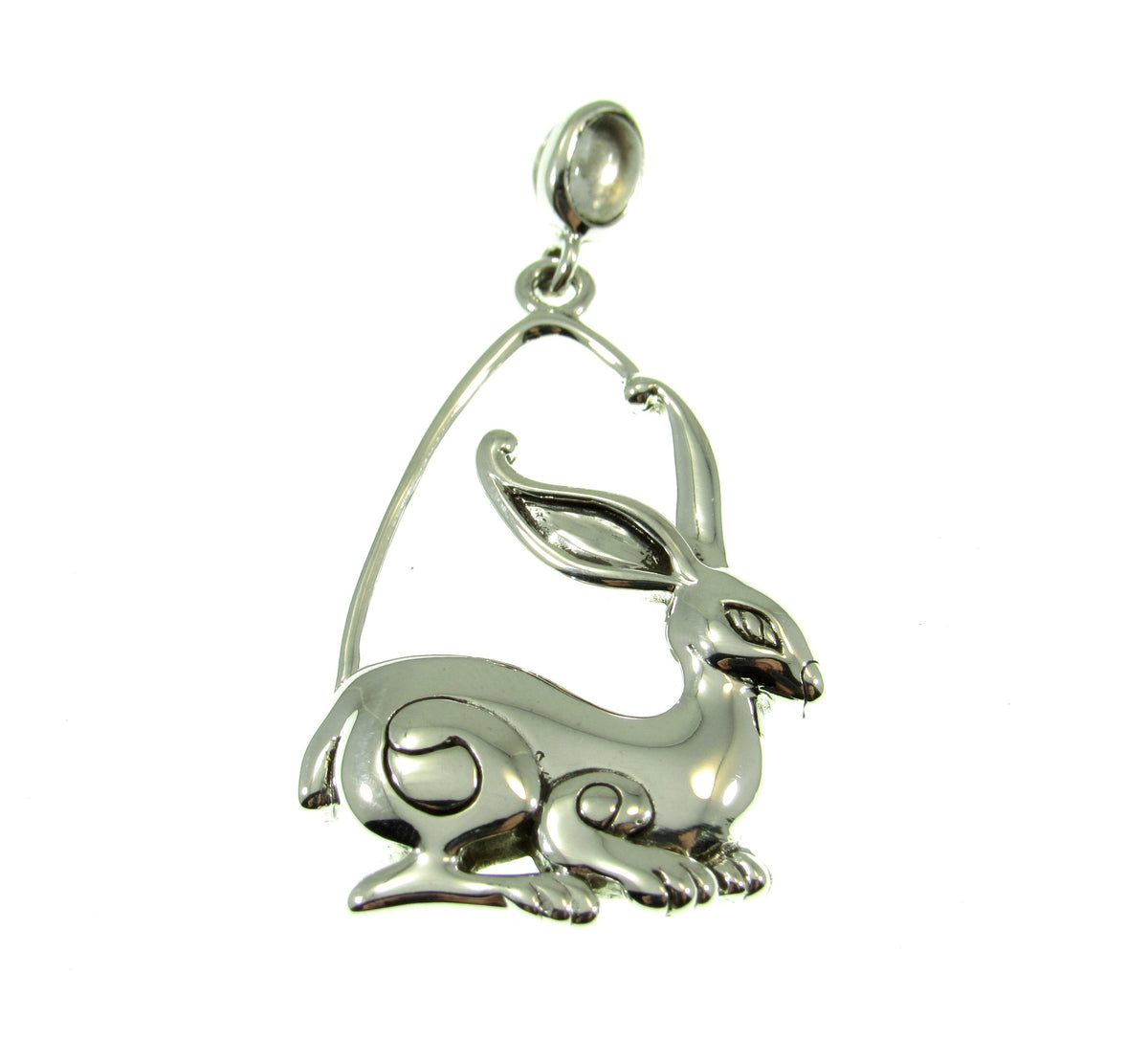 Solid 925 Sterling Silver Ostara Rabbit Goddess Pendant, Pagan Sacred Hare Spring Equinox Jewelry