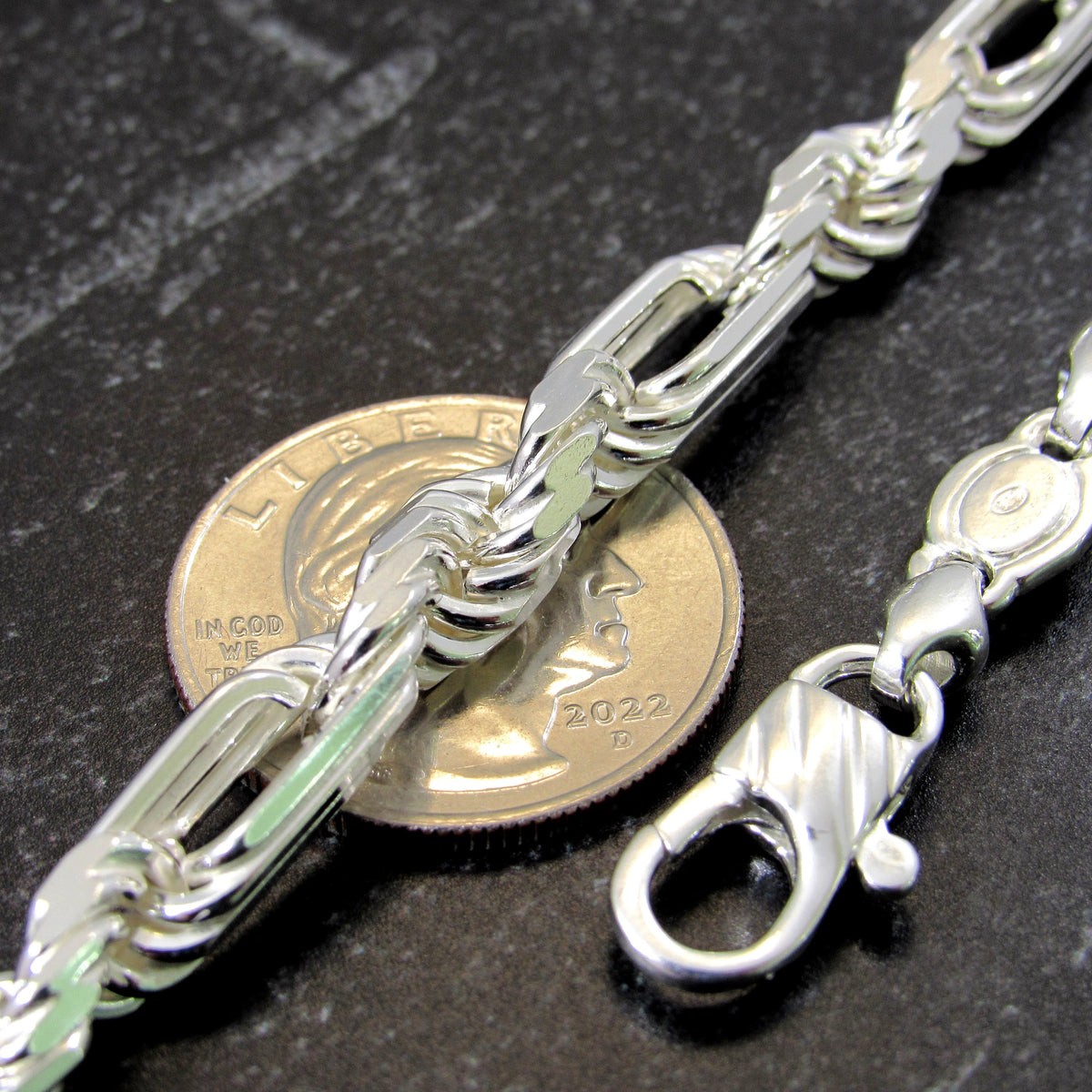 Solid 925 Sterling Silver Figarope / Milano Chain - Italian Figaro Link + Diamond Cut Rope Necklace for Men, 4mm-6.8mm, 7"-30"