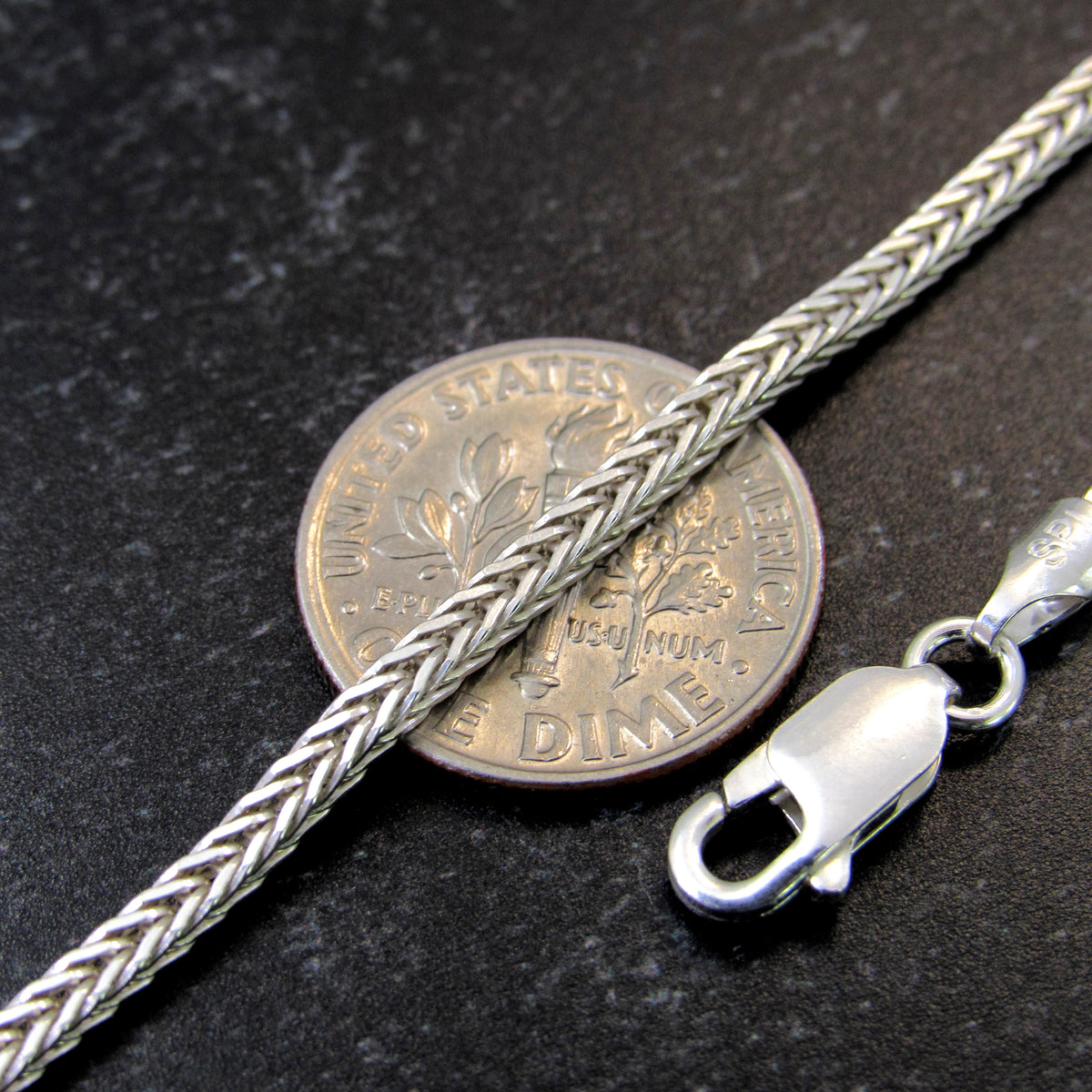 Solid 925 Sterling Silver Italian Foxtail Chain, Unisex Braided Necklace, Made in Italy, Men's & Women's Rustic Jewelry